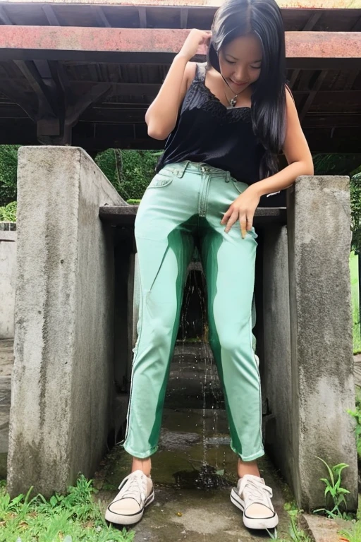 Indonesia girl peeing pants