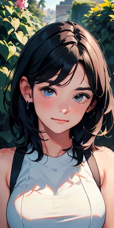 Highest quality、Realistic、、zoom、Primary school students、Girl、look up、cute、Light grey eyes、Black Hair、、short hair、White leotard、Gymnast、Sweating profusely、Shy laugh、Flat Chest、Bust Shot、thin。Leg spread、gym