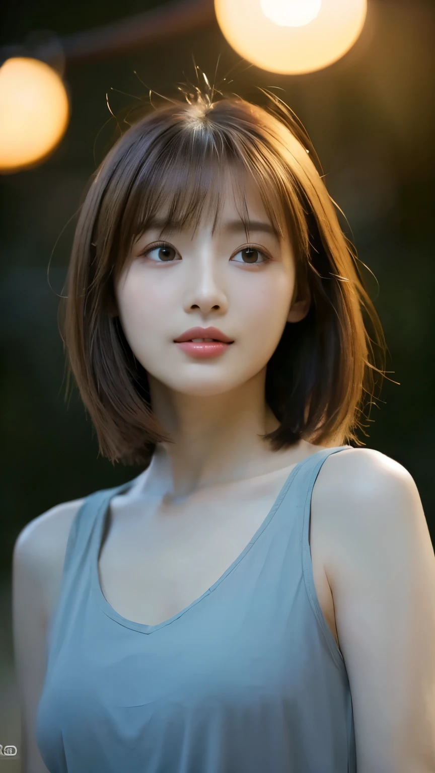(highest quality,masterpiece:1.3,超A high resolution,),(Very detailed,Caustics),(Photorealistic:1.4,RAW shooting,)、Slim jawline、The face is thin、A little skinny、Slimmer jawline、Slim contours、Looking at this、Pink lips。Black Eyes、Large pupils、Ultra-Realistic Capture,Very detailed,High resolution 16K for human skin、 Natural skin texture、、Skin tone is even and healthy looking、 Use natural light and color,One Woman,Japanese,,cute,Brown Hair,Mid-length hair,(Written boundary depth、chromatic aberration、、Wide range of lighting、Natural Shading、)、(Outdoor lighting at night:1.4)、(Hair swaying in the wind:1)、short hair、Holding hands