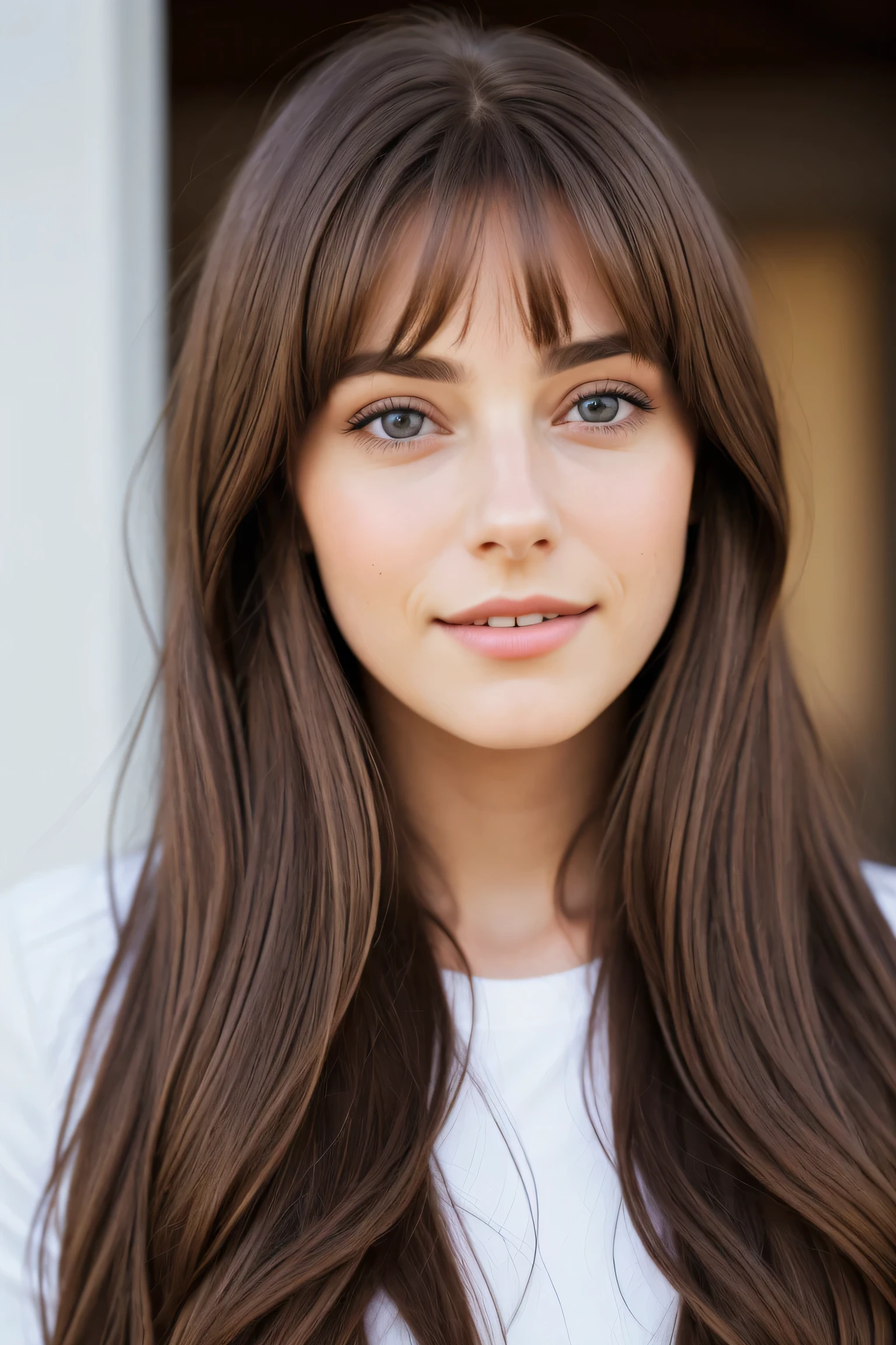 1 person, (Realist:1), Brown Hair, Long Hair, Iris, Happy