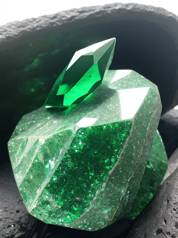 green shiny piece of rock, refined mineral gemstone