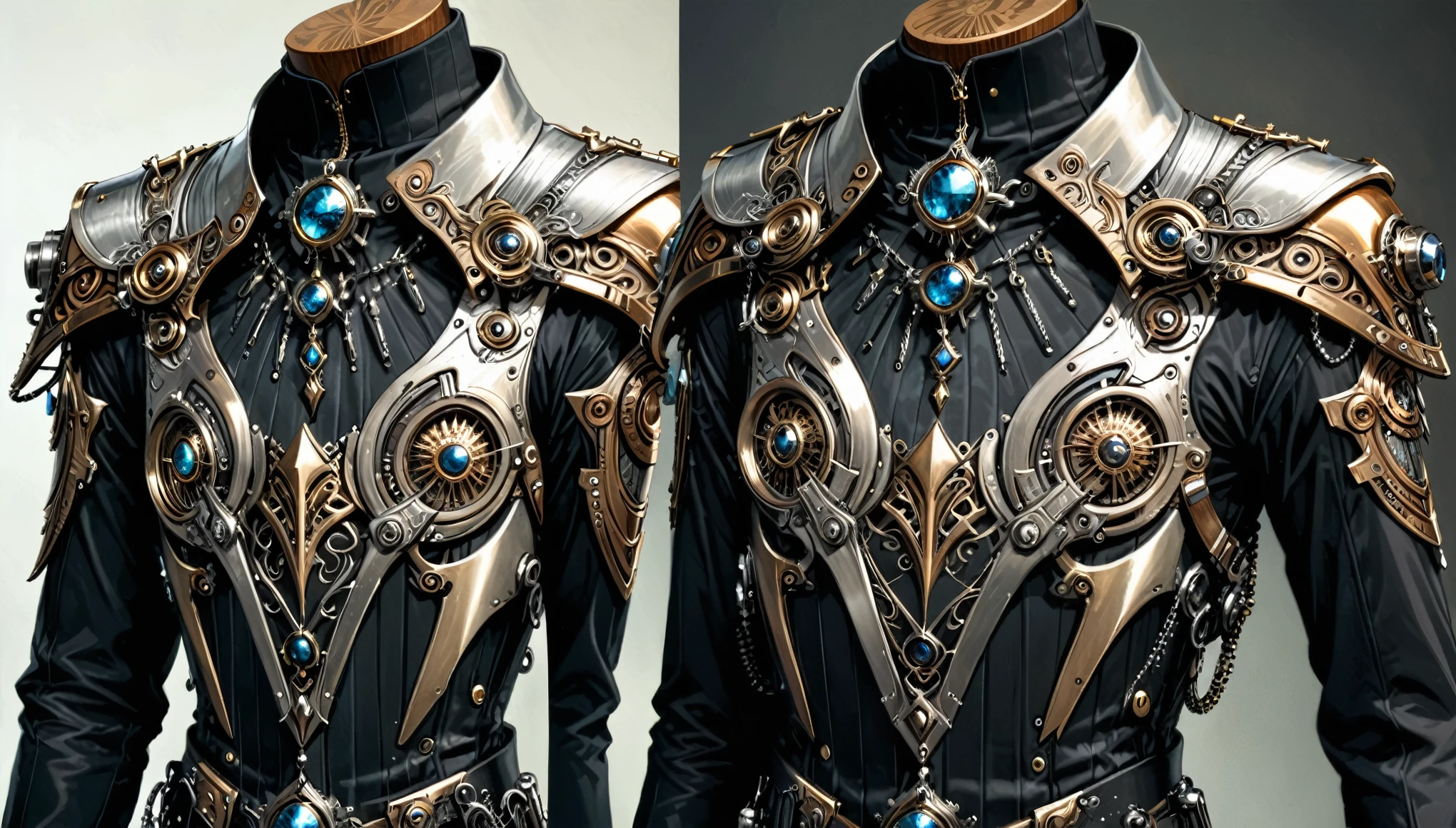 biopunk priesthood fashion by Aaron Horkey,super detailed,metallic details,detail materials,graceful and gorgeous,