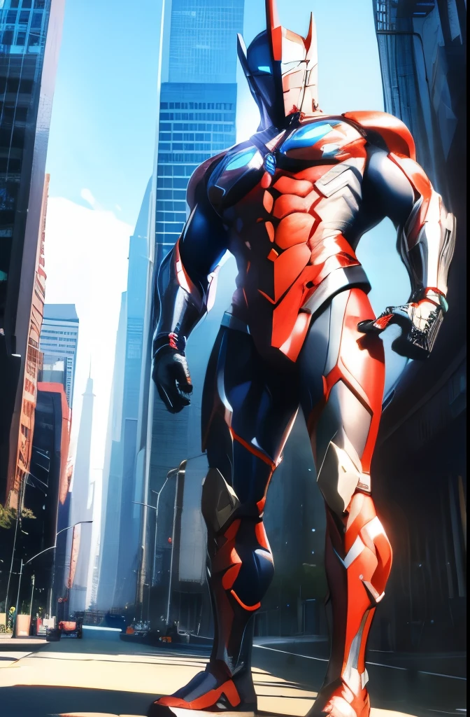 (full body), ultraman, giant towering miniscule city