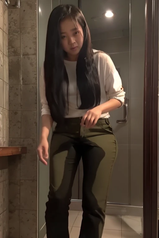 Indonesia Girl sees the ghost and pees her pants in fright.