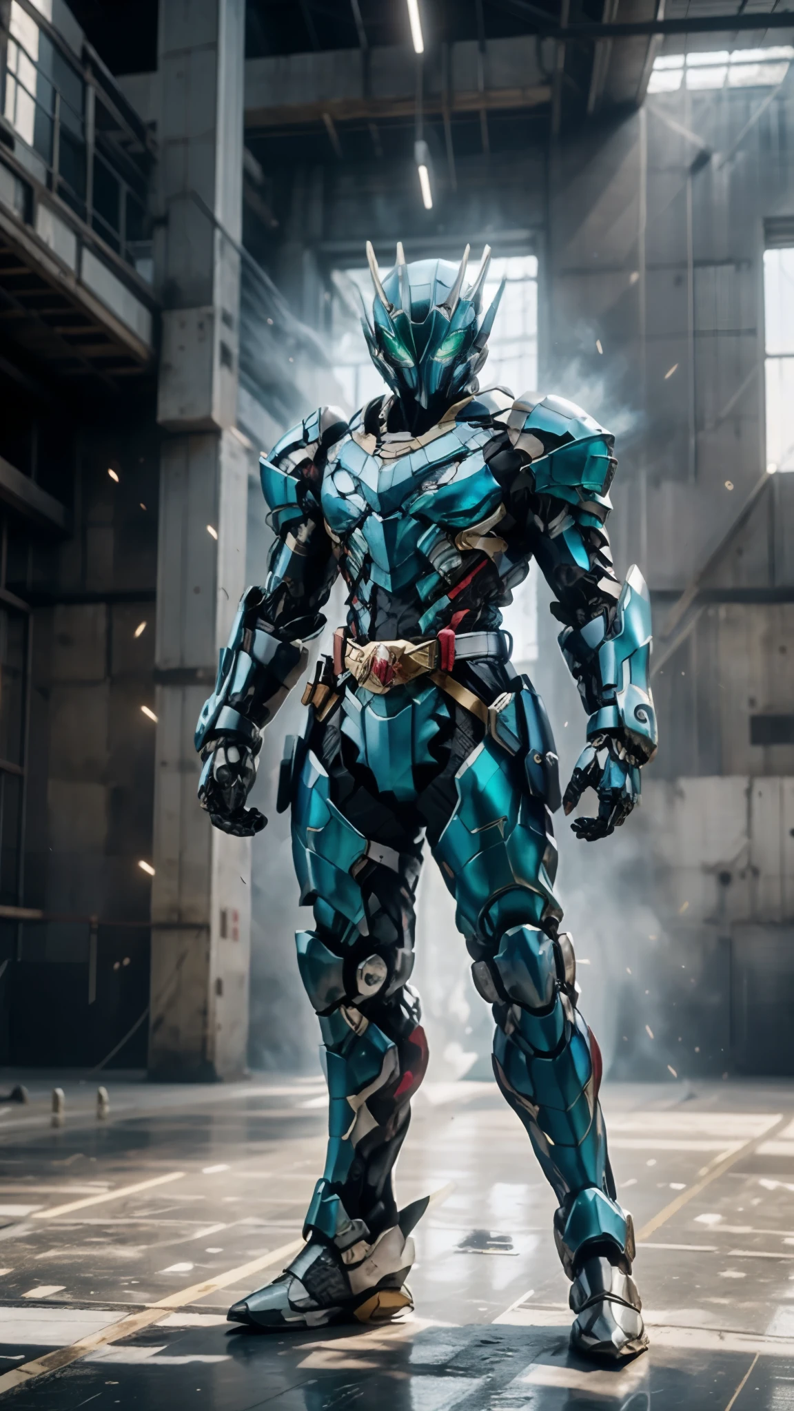 A man wearing a full-face helmet, a fantasy-style biotech armored combat suit, green eyes, (a composite layered chest armor), fully enclosed shoulder guards, matching arm and leg guards, the belt is adorned with Falcon Wing, (the color scheme is primarily white with red and blue accents), the design balances heavy with agility, a high-tech bio-mecha armor, (Armor Concept Inspired by Falcon, stand on the top of a skyscraper in a futuristic sci-fi city), this character embodies a finely crafted fantasy-surreal style armored hero in anime style, exquisite and mature manga art style, (battle damage, element, plasma, energy, the armor glows), ((male:1.5)), metallic, real texture material, dramatic, high definition, best quality, highres, ultra-detailed, ultra-fine painting, extremely delicate, professional, perfect body proportions, golden ratio, anatomically correct, symmetrical face, extremely detailed eyes and face, high quality eyes, creativity, RAW photo, UHD, 32k, Natural light, cinematic lighting, masterpiece-anatomy-perfect, masterpiece:1.5