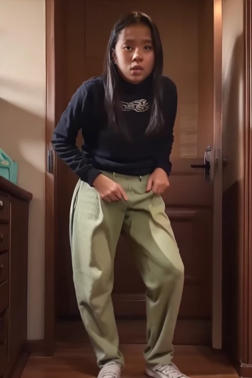Indonesia school Girl sees the ghost and pees her pants in fright.