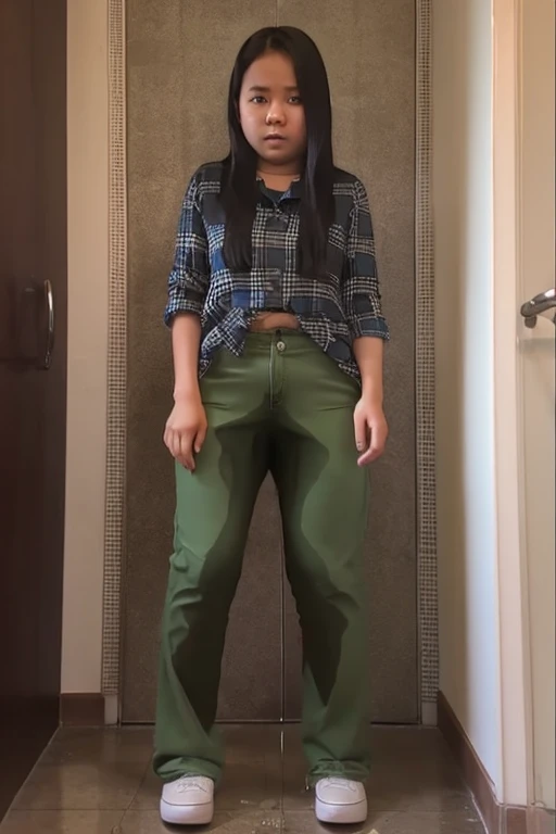Indonesia school Girl sees the ghost and pees her pants in fright.