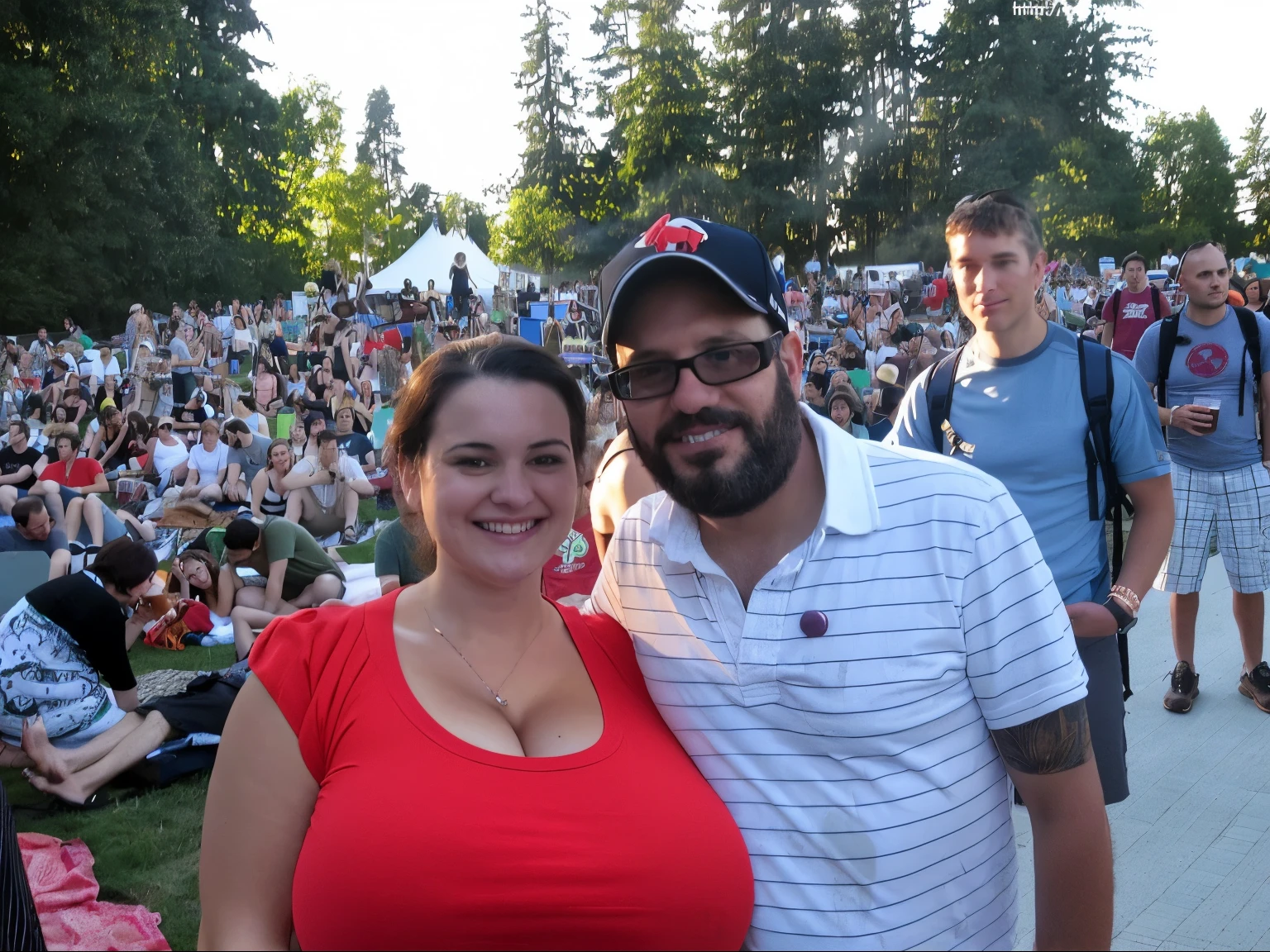 plain scoop-neck shirt, cleavage, (big giant enormous oversized massive huge colossal breasts:1.5), (gigantic sagging breasts:1.5), symmetric breasts, slender