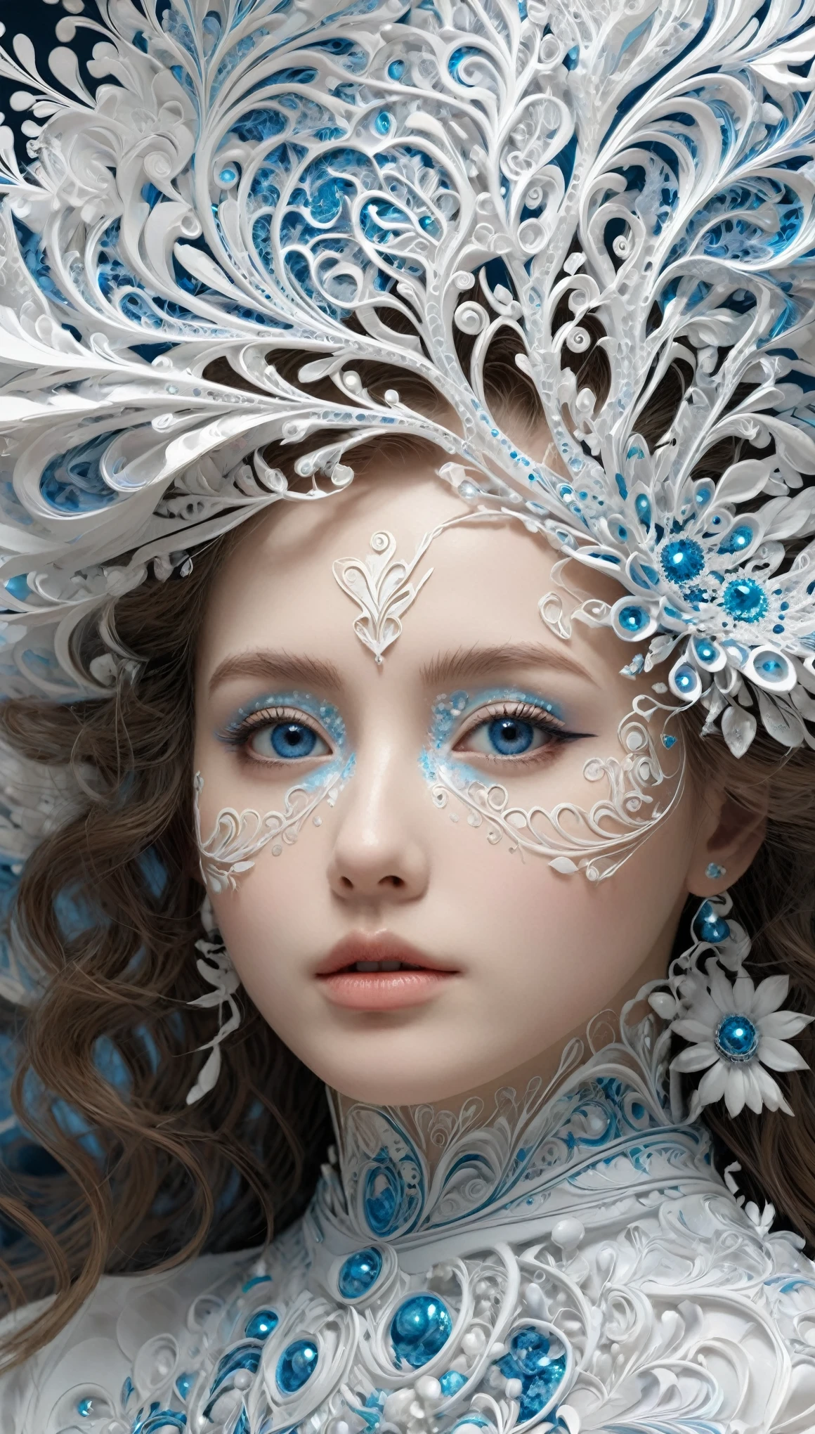 (absurd, high resolution, Super detailed), 1 Girl, Solitary, Very detailed eyes, (Official Art, Beauty and aesthetics: 1.2), (Fractal Art: 1.3), White powder color scheme, Most detailed