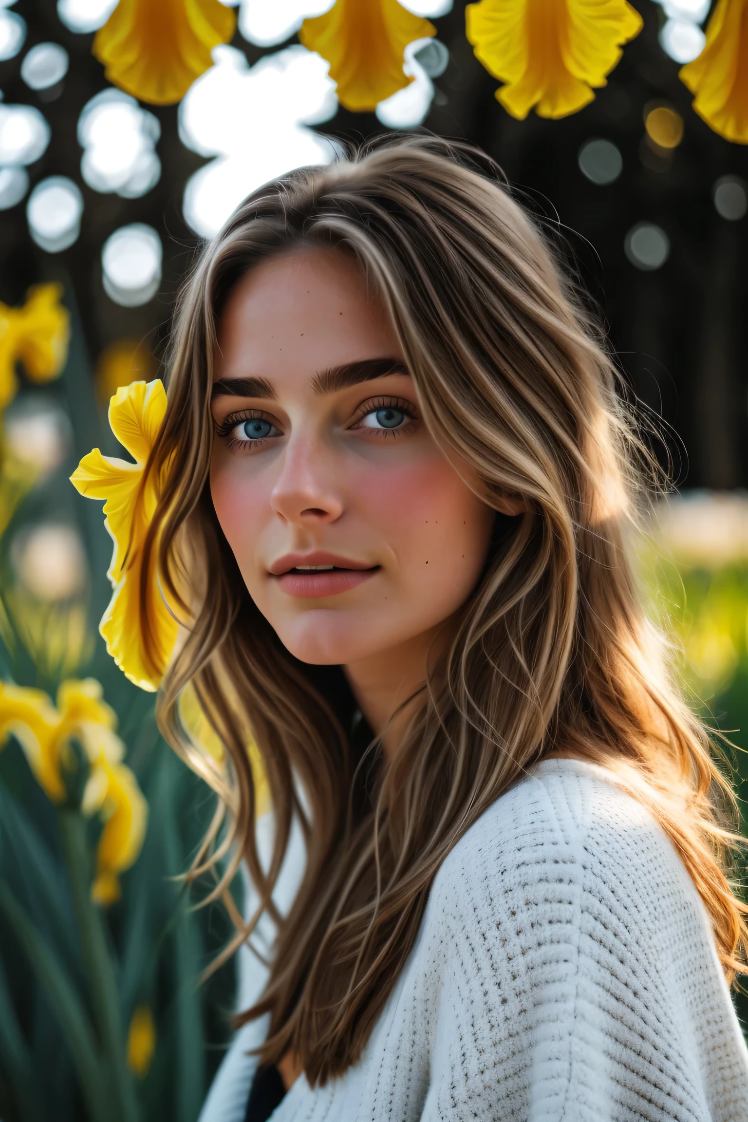 1 person, (Realist:1), Brown Hair, Long Hair, iris, Happy、Swedish Beauty