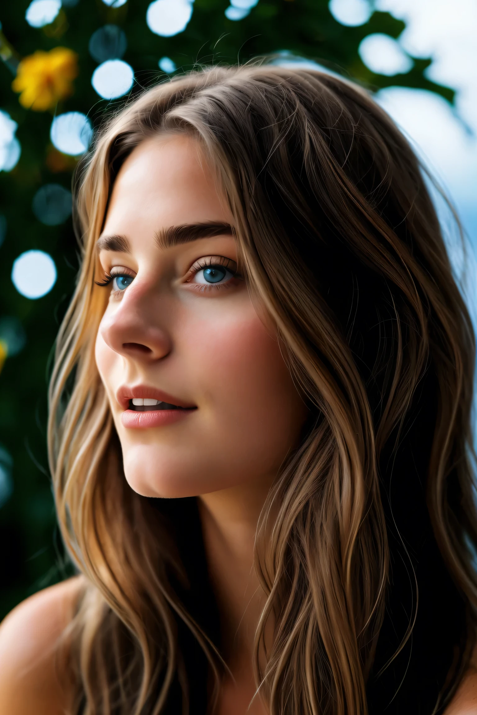 1 person, (Realist:1), Brown Hair, Long Hair, iris, Happy、Swedish Beauty