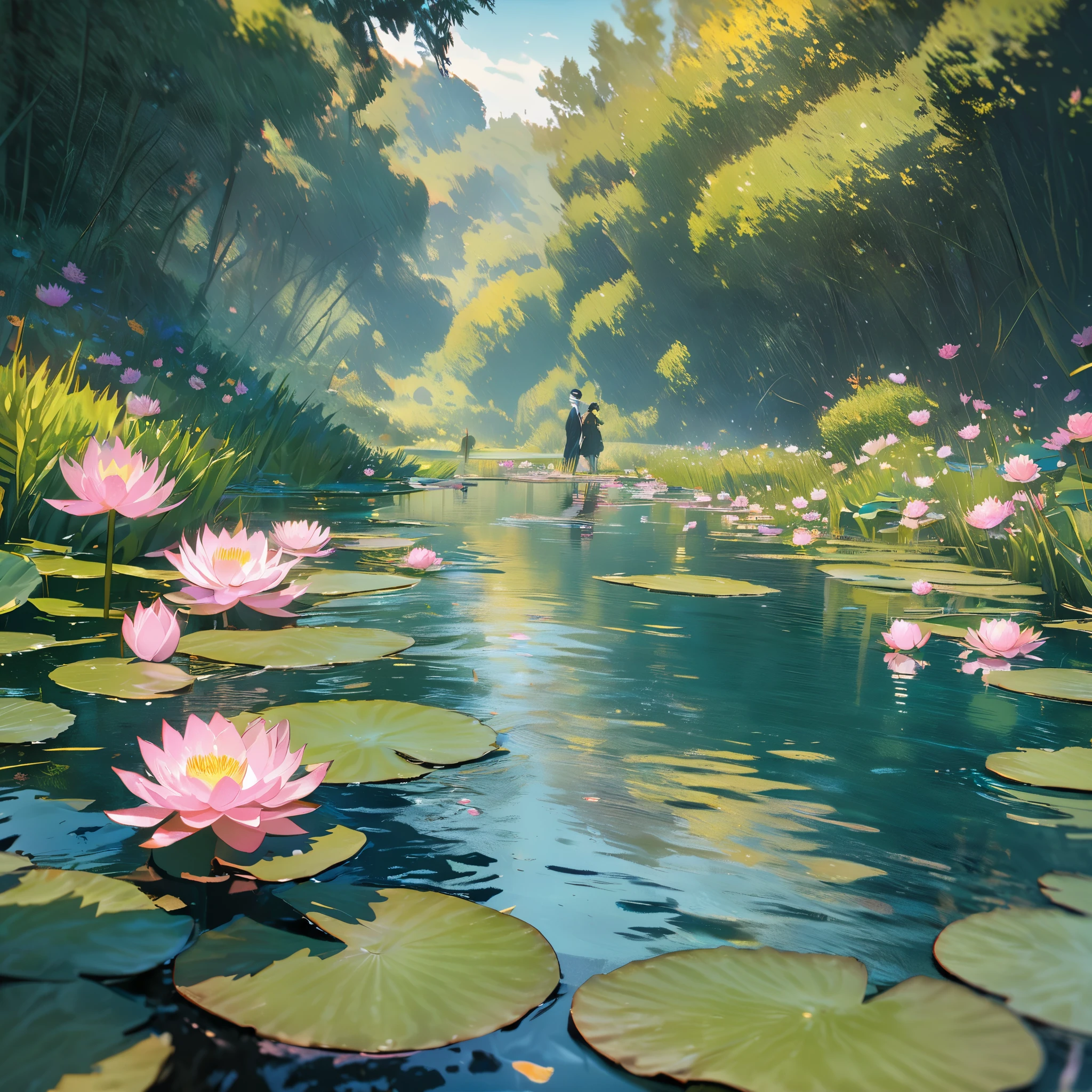 Claude Monet style,painting,Water Lily,8k,Super Fine,masterpiece