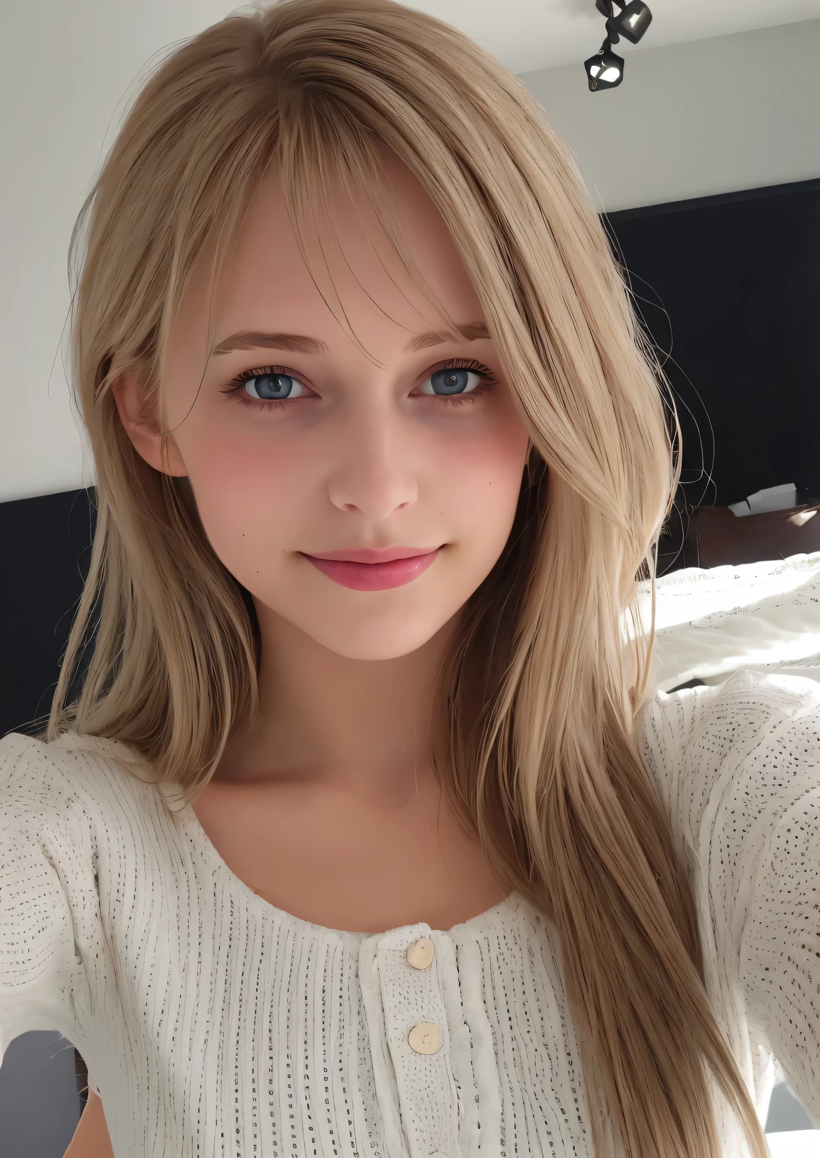 Beautiful young woman taking a selfie, Taken with iPhone camera、Swedish Beauty