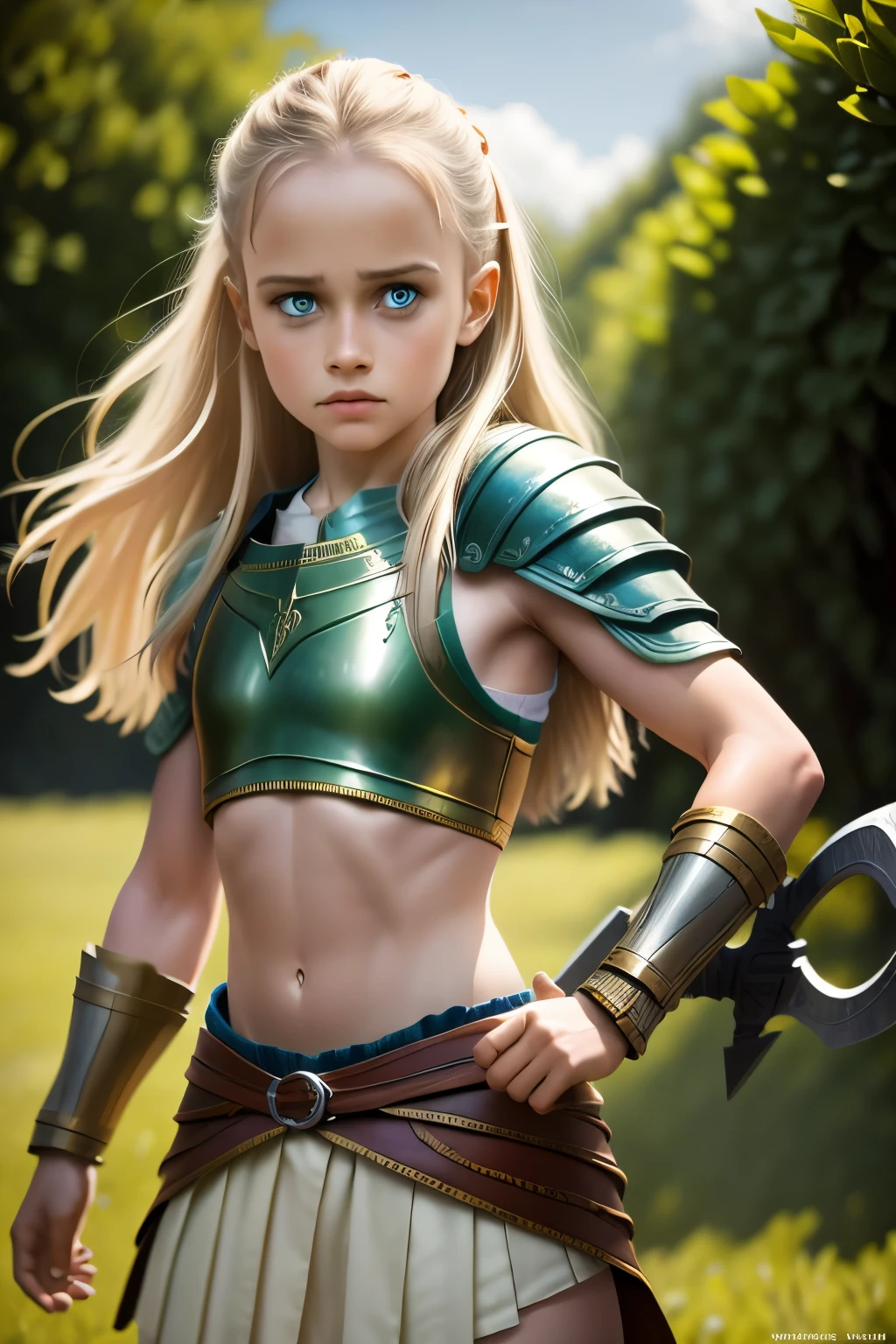 Highly detailed warrior girl image inspired by the film "The Lord of the Rings"