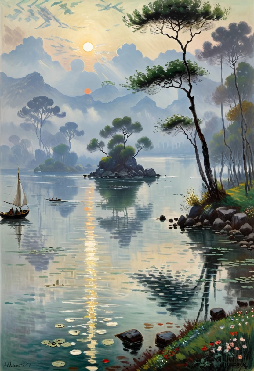by Claude Monet, (masterpiece, best quality, Professional, perfect composition, very aesthetic, absurdres, ultra-detailed, intricate details:1.3), by Pierre Pellegrini