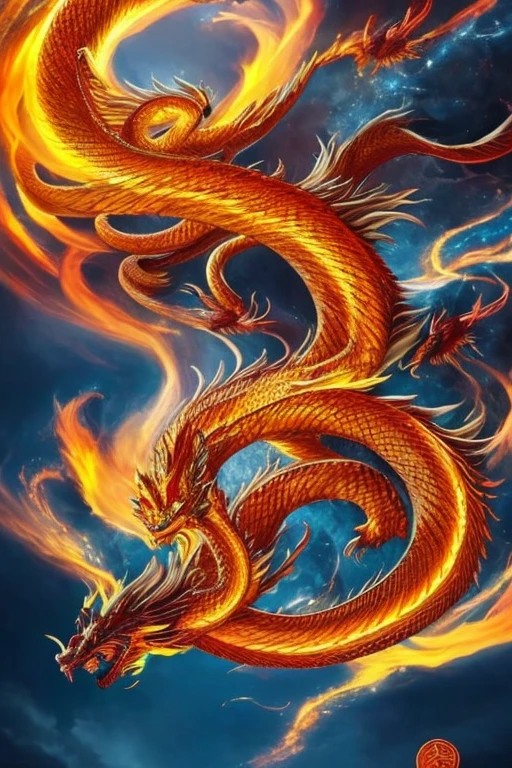 So sublime and divine々A beautiful golden dragon coiled up in the center of the screen, glaring at the camera.。The surrounding area is a canyon where no one can get close, and lightning is flashing in the background.、The sun is shining brightly。The dragon is、I want a realistic image。