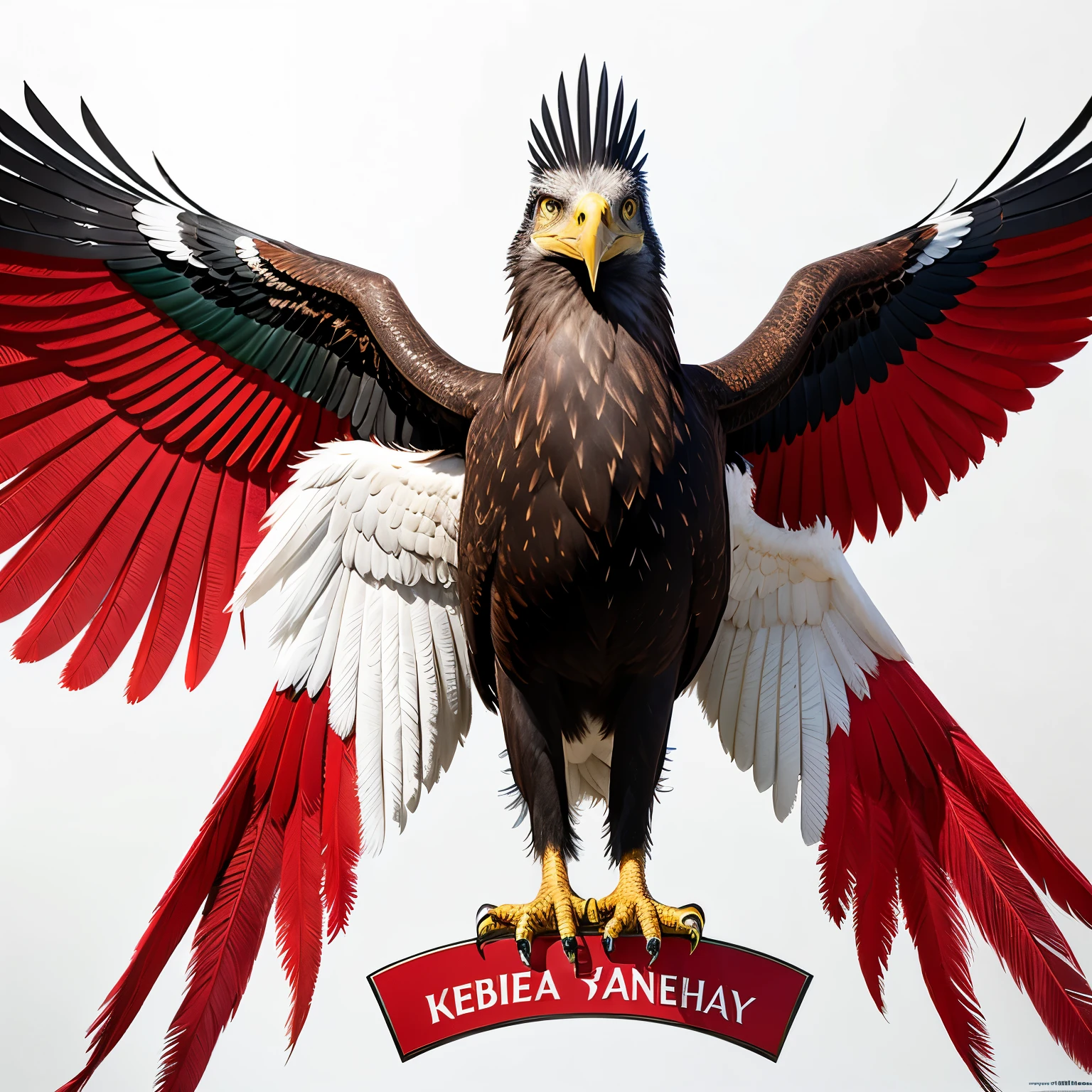 High-quality, realistic, ultra-detailed CG Unity 8k wallpaper, featuring the emblem of football club Albania FC. The emblem is skillfully crafted, boasting the team's colors: red, white, and green. The design is meticulously rendered, showcasing a seamless blend of realism and cinematic lighting.
A majestic eagle, symbolizing Albania, is prominently displayed, spreading its wings wide against a pure white background. The eagle's feathers are intricately detailed, brilliantly capturing the essence of a powerful and proud bird. The club's name, Albania FC, is elegantly written beneath the