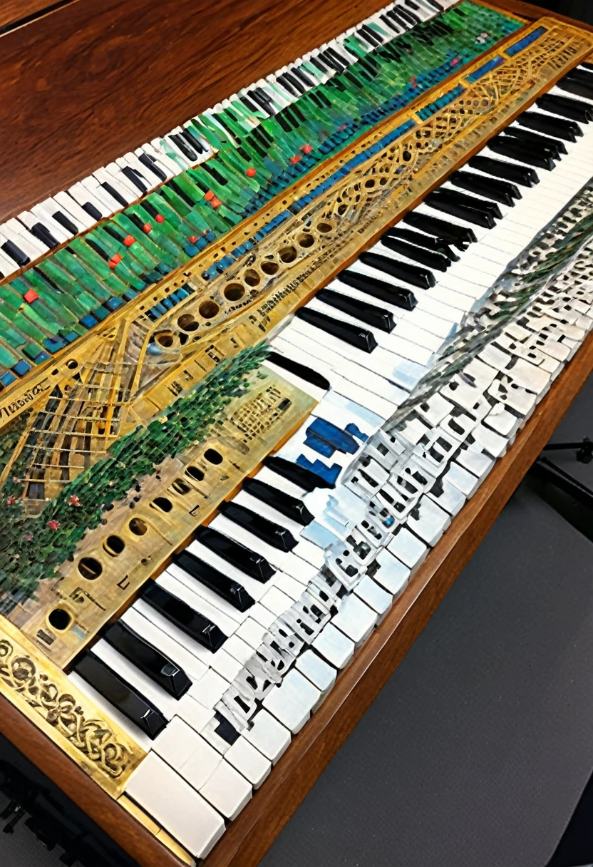 by Claude Monet, keyboard \(instrument\), (masterpiece, best quality, Professional, perfect composition, very aesthetic, absurdres, ultra-detailed, intricate details:1.3)
