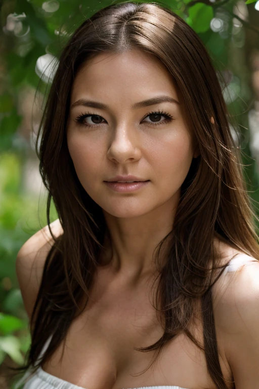 1 girl、超High resolution, retina, Accurate, masterpiece, Anatomically correct, Super Detail, Textured skin,Realistic skin texture,Age 35,Mature Woman, Attention to detail, high quality, High resolution, 8k、Big double eyelids、nose、The focus is on the mouth、close-up focus on face、Brown Hair、Long face,empty eyes, half-closed eyes, sleepy, unconsciou,