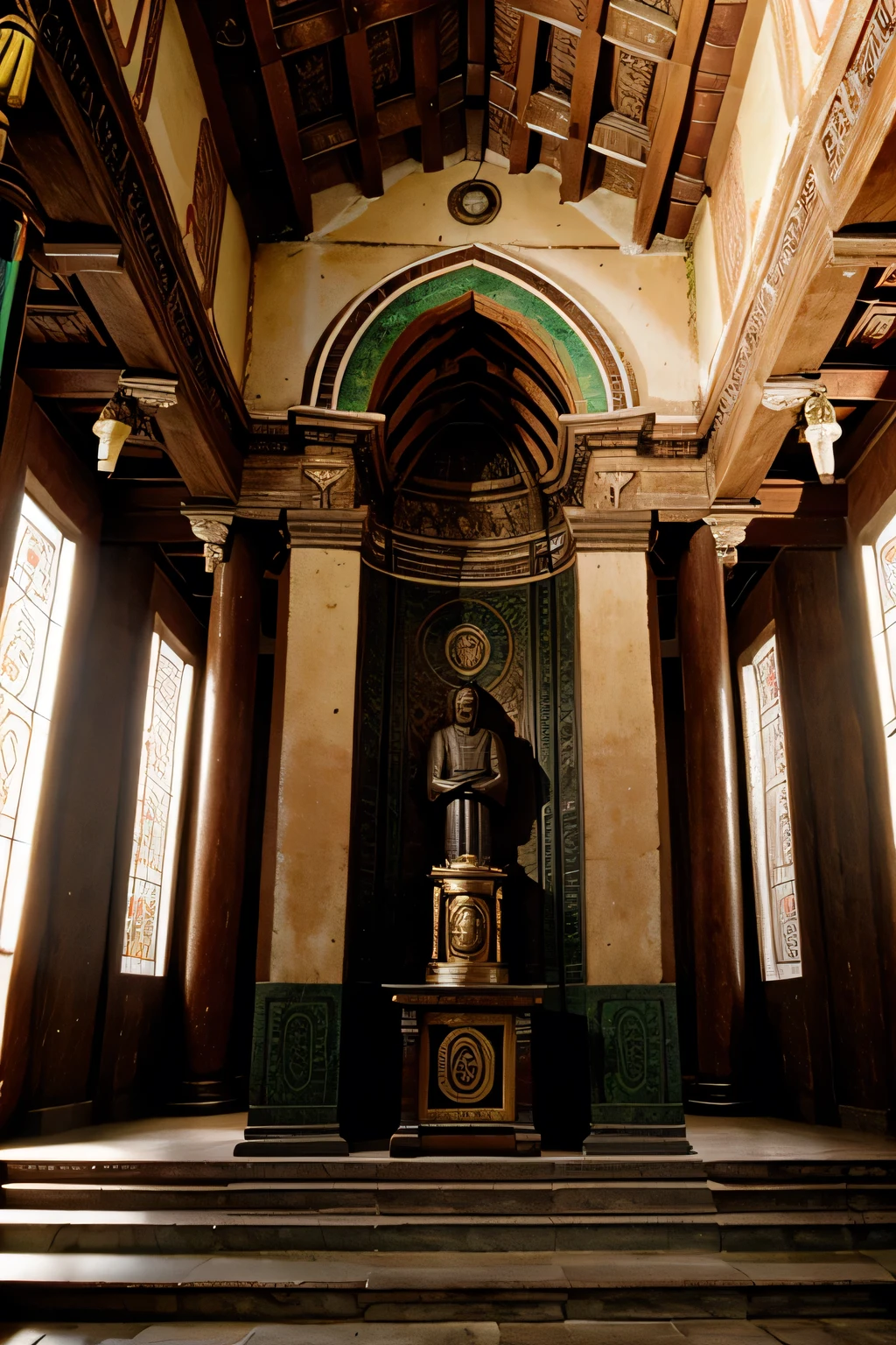 templo antiguo mexicano con un zumo sacerdote