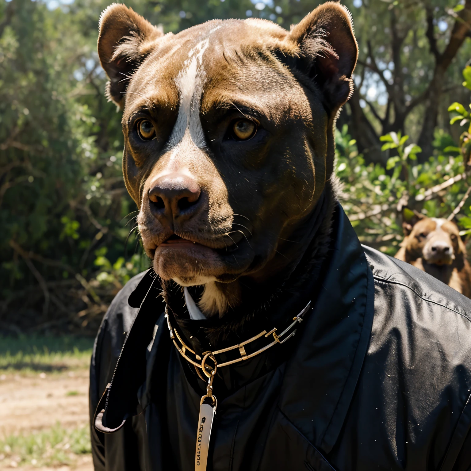 Pitbull hunting vulture