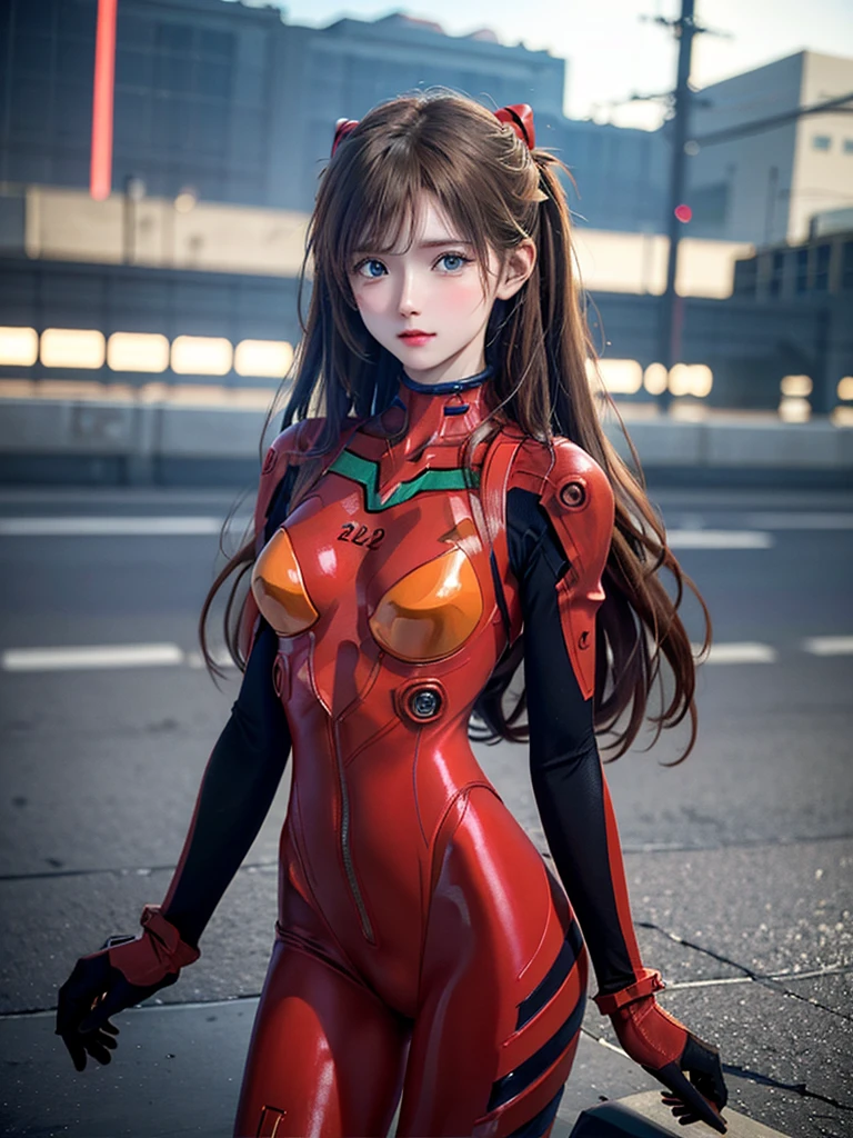 ((Best quality)), ((Masterpiece)), (Details: 1.4), 3D, Asuka Langley Soryu, Asuka, high resolution (high dynamic range), ray tracing, NVIDIA, super resolution, Unreal 5, subsurface scattering ,PBR texturing, post-processing, anisotropic filtering, depth of field, maximum sharpness and sharpness, multi-layered textures, albedo and specular maps, surface shading, accurate simulation of light and matter interaction, perfect proportions ,Octane Rendering,Two-Tone Lighting,Wide Aperture,Low ISO,White Balance,Rule of Thirds,8K RAW,(Masterpiece: 1.4, Best Quality), (Intricate Details), Unity8k Wallpaper, Highly Detailed, Beautiful and Mysterious, Details background, realistic, alone, perfectly detailed face, detailed blue eyes, highly detailed, blush, hair ornament, chignon mahogany hair, (blonde), plug suit 02, Shikinami Asuka Langley, Evangelion, Slender , full body suit, black background, above the waist,composition that shows the whole body,
