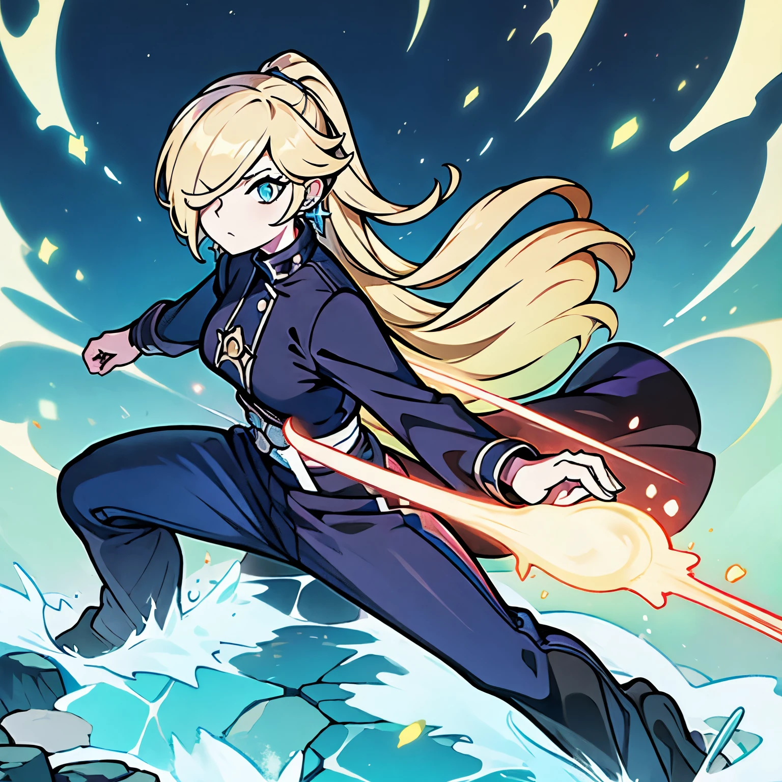 4k, masterpiece, highres, high quality, Rosalina, Jujutsu kaisen, cursed energy, jujutsu kaisen uniform, fighting stance