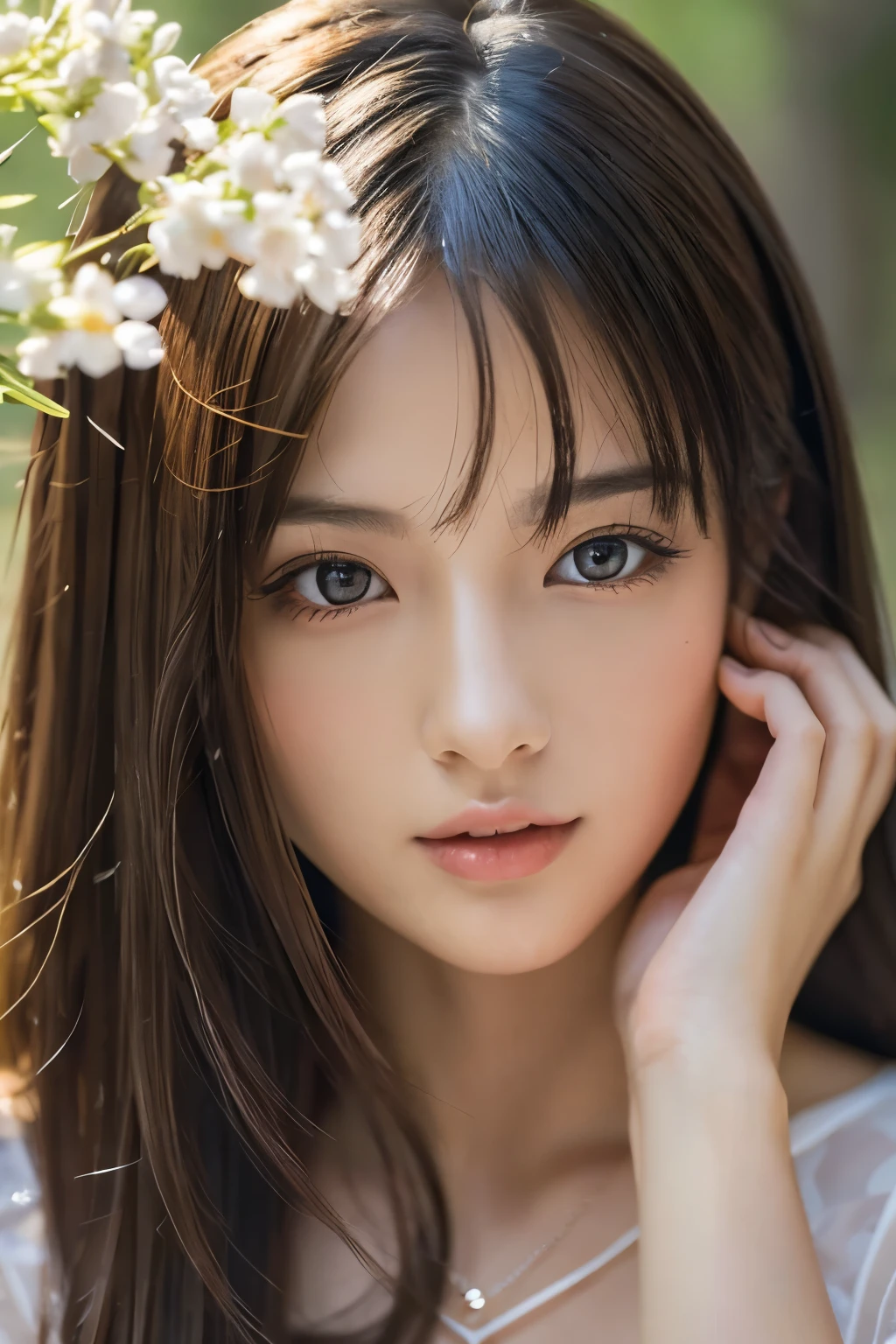 Focus on people。Create and express the best shining composition of the person in a realistic way。((masterpiece))、(((top-quality)))、((ultra-detailliert))、(A hyper-realistic)、(highly detailed CGillustration)、(extremely delicate and beautiful)、Girl a masterpiece、top-quality、Realistic skin feeling、Realistic fabric、We will introduce a realist illustration focusing on the center front of girls with realistic and ultra-detailed eyes.。This is the absolute rule, and the following sentence expresses the image quality。 The greatest painter in human history meets an unparalleled beauty、It is the greatest masterpiece in the history of the Inuiku Ichigo, which depicts the most beautiful figure of a lifetime.。 Create stunning anime artwork that is currently trending on seaStation、Introducing exquisite beauty and seductive aesthetics。