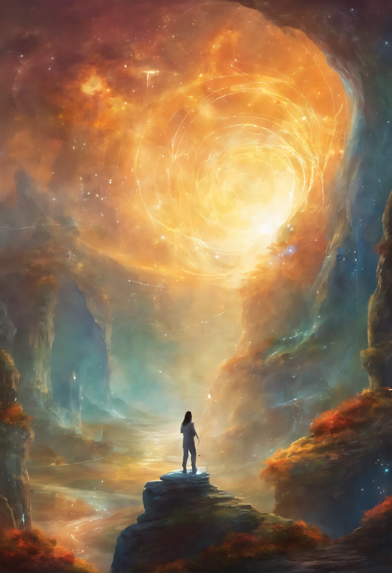 Painting of a person working on something related to mathematics based on their empirical knowledge