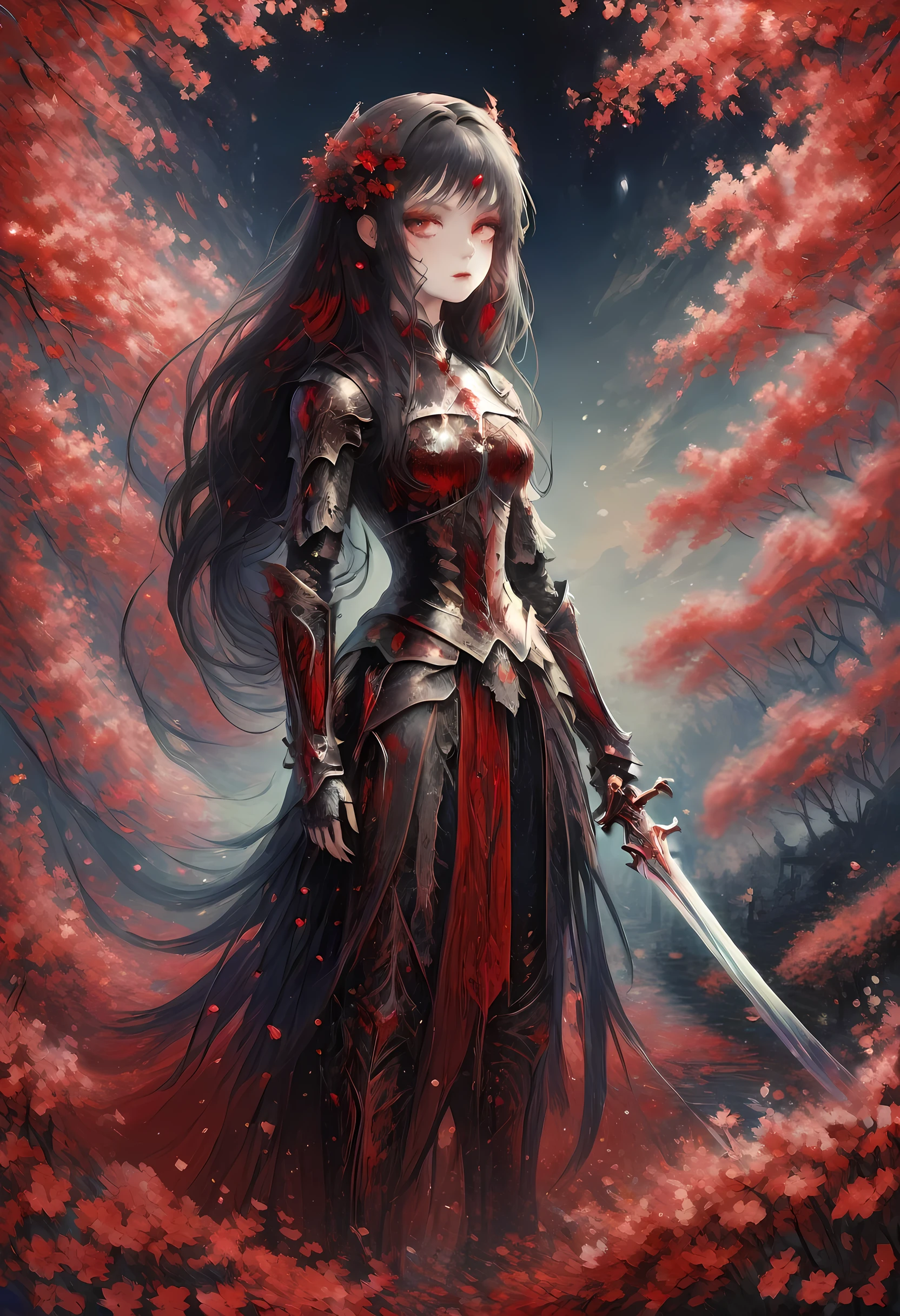 (Claude Monet Style:1.5)Arafed, dark fantasy art, gothic art, a picturק of a vampire ready for battle, female vampire, armed with a sword, wearing heavy armor , armed with a sword, shining sword, ultra detailed face (intricate detailed, Masterpiece, best quality: 1.4), pale skin, glowing eyes, red eyes, ultra feminine, pale skin, dynamic hair, dark fantasy urban street (intricate detailed, Masterpiece, best quality: 1.4), moon light, star light, clouds, cybrk, RagingNebula, 
