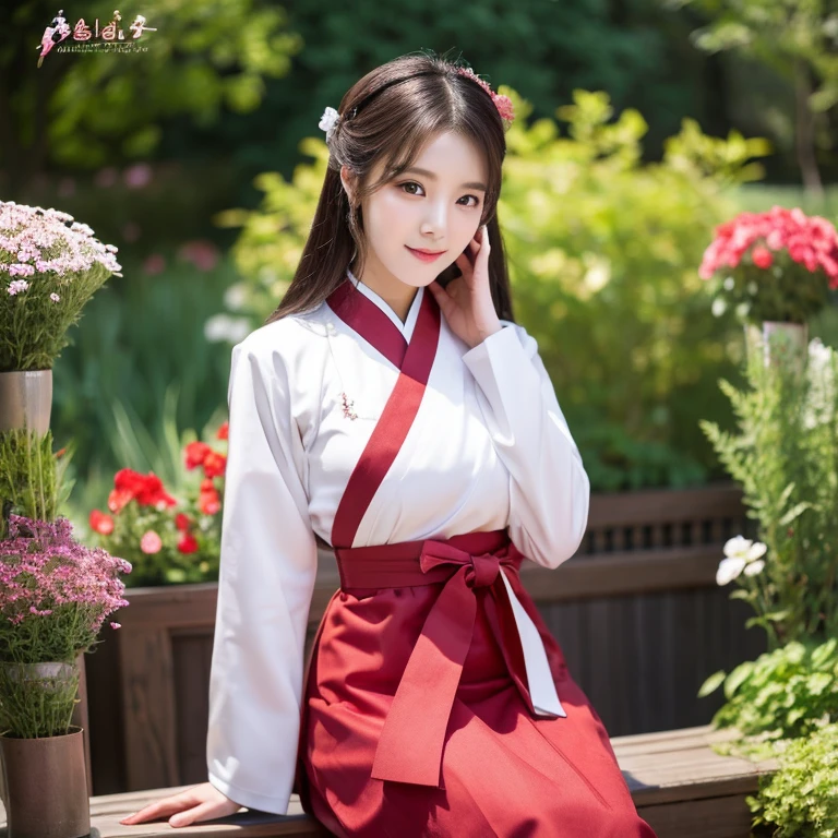 1 young woman aged 25 years, Beautiful, long, flowing hair, Face with heavy makeup, clearly enhance beauty, Looking at the camera with sexy eyes, open legs, Big, bouncy breasts,In a dark red, dark blue dress., Standing in different poses in the flower garden.,There is an old, shabby Korean-style hut., beautiful south korean woman, ผู้หญิงในชุดสีแดงเข้มสีดำเข้มน้ำเงินเข้ม Hanfu, Korean girl, korean woman, korean Hanbok, beautiful young korean woman, korean woman, Hanbok, Japanese clothes, Hanfu, Hanbok apron, นางแบบแฟชั่นkorean woman, traditional chinese clothing Taken with a high quality camera 45,000,000,000 pixels 16k,,