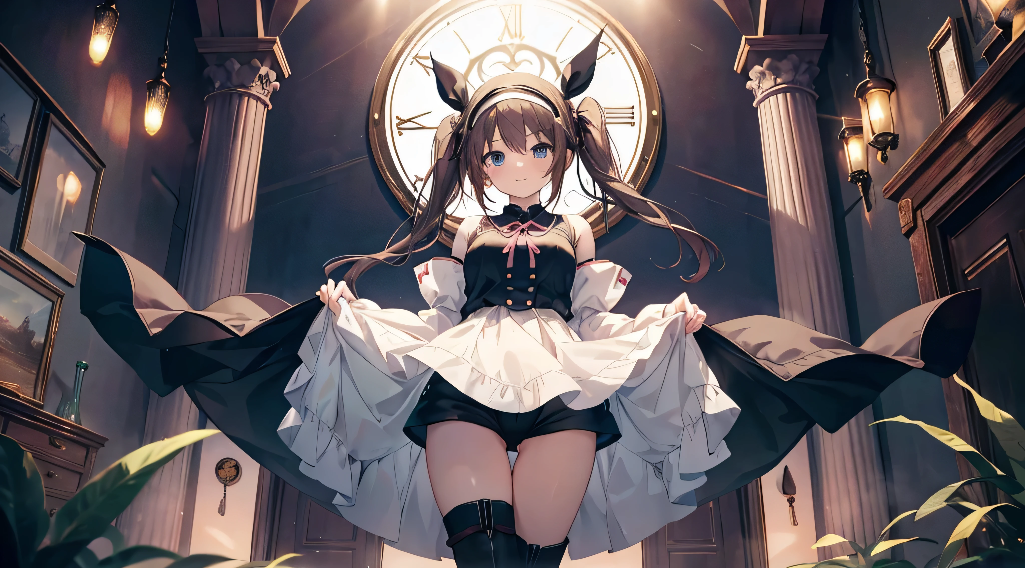 White knee-length stockings，Lace suspenders，Bunny girl，Big Breasts