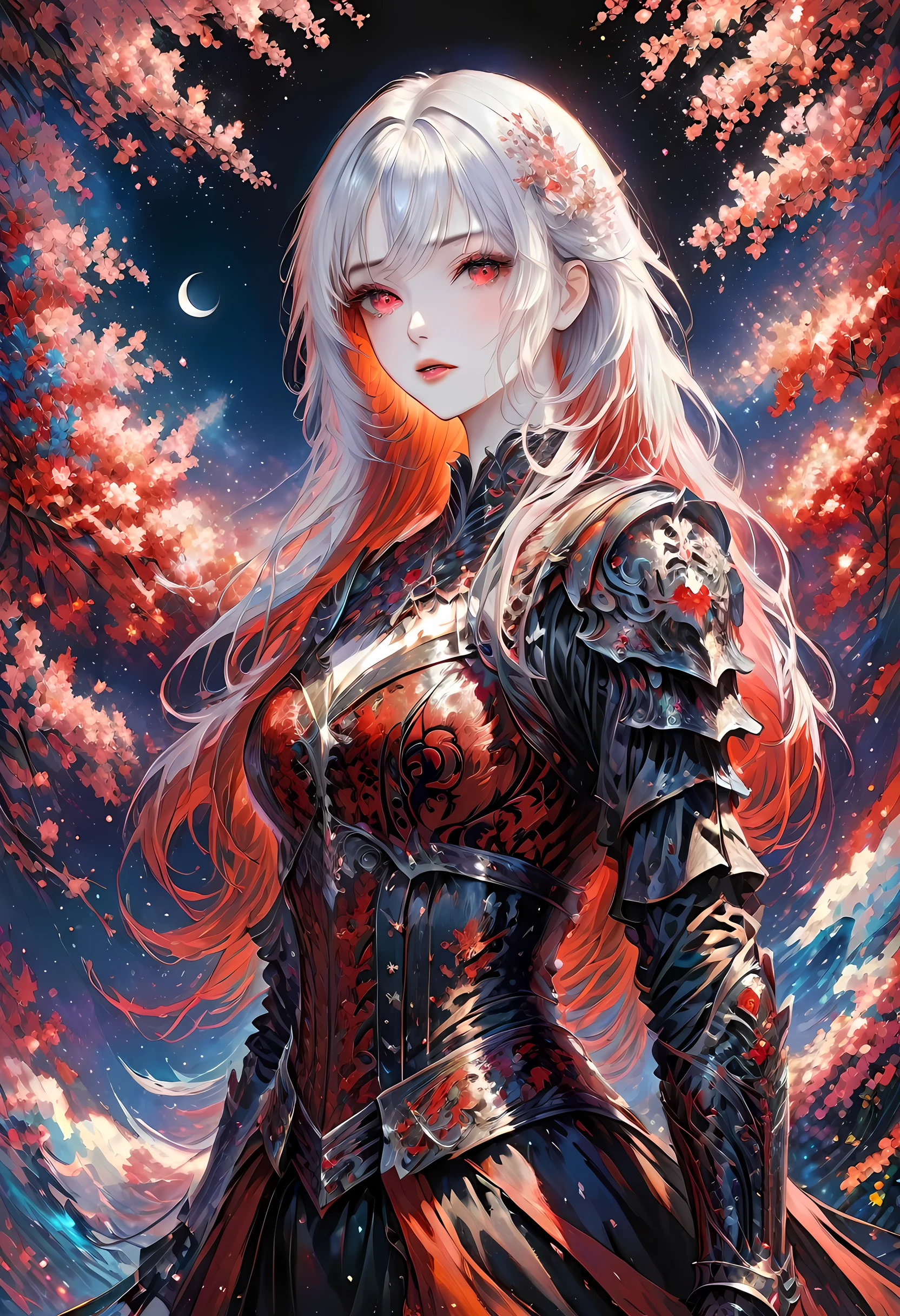 (Claude Monet Style:1.5)Arafed, dark fantasy art, gothic art, a picturק of a vampire ready for battle, female vampire, armed with a sword, wearing heavy armor , armed with a sword, shining sword, ultra detailed face (intricate detailed, Masterpiece, best quality: 1.4), pale skin, glowing eyes, red eyes, ultra feminine, pale skin, dynamic hair, dark fantasy urban street (intricate detailed, Masterpiece, best quality: 1.4), moon light, star light, clouds, cybrk, RagingNebula, 
