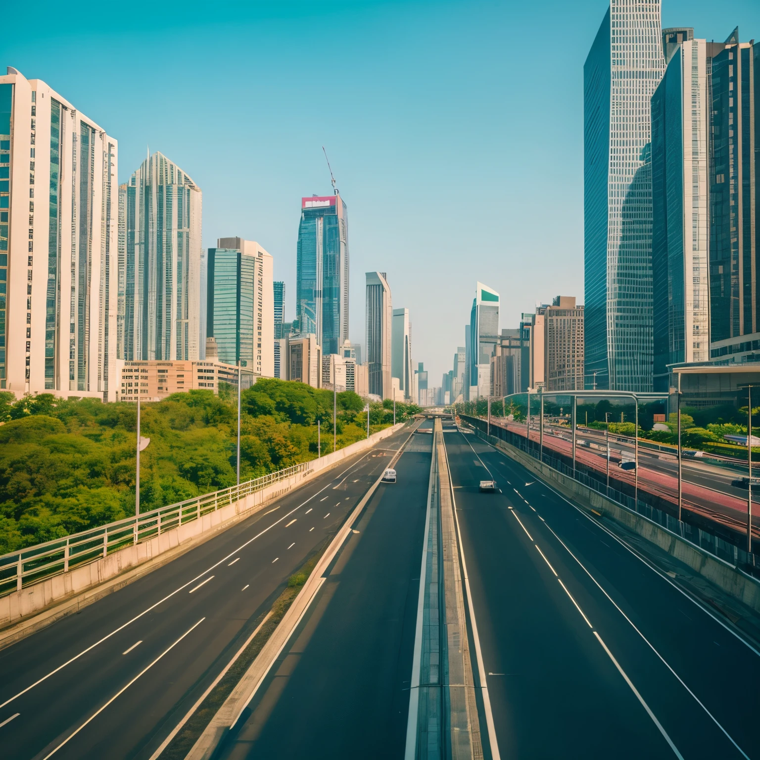 Expressway and buildings