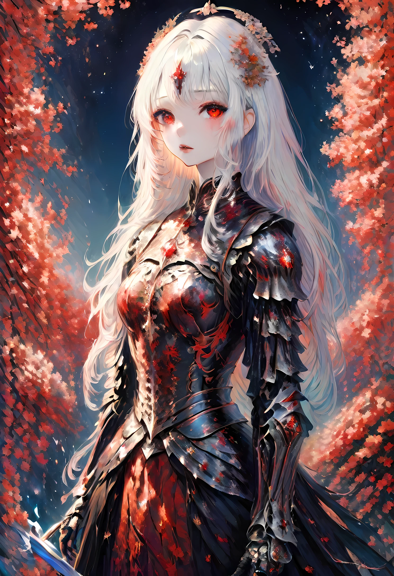 (Claude Monet Style:1.5)Arafed, dark fantasy art, gothic art, a picturק of a vampire ready for battle, female vampire, armed with a sword, wearing heavy armor , armed with a sword, shining sword, ultra detailed face (intricate detailed, Masterpiece, best quality: 1.4), pale skin, glowing eyes, red eyes, ultra feminine, pale skin, dynamic hair, dark fantasy urban street (intricate detailed, Masterpiece, best quality: 1.4), moon light, star light, clouds, cybrk, RagingNebula, 
