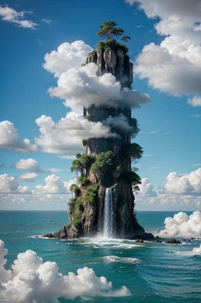 Imagine a world where trees grow in the clouds and the ocean is in the sky., y las cascadas caen hacia las nubes,
Fantasy Art,