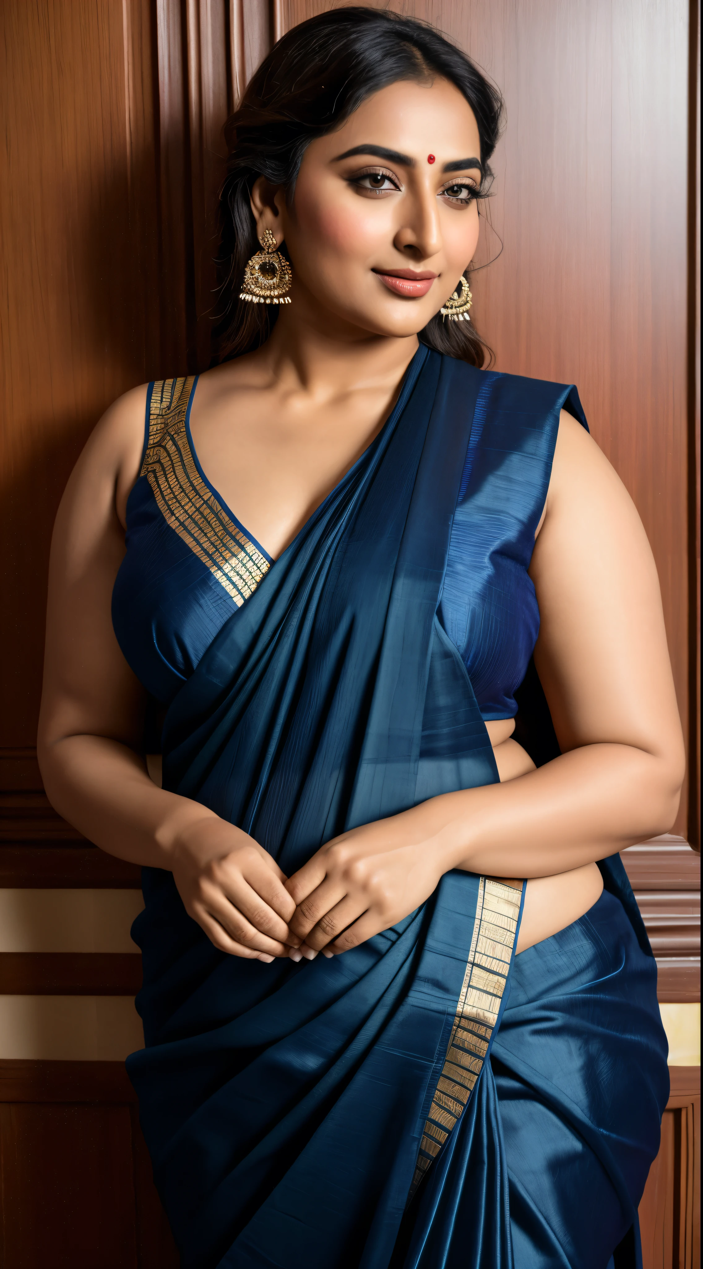 Photographic recreation shoot Inspired from art by mohanan manimala, best quality, modelshoot, profile photoshoot, mastershot, model photography, retouched, movie stills shoot, modelshoot Inspired by art of mohanan manimala, revealing clothes, her exposed charming figure, appealing physique, pale skin, Beautiful lady, extremely gorgeous woman, mallu traditional wear, party wear, summer party wear, designer saree, sexy woman, wedding party wear, hot sleeveless blouse, sexy designer dress, designer blouse, braless, hot wear, spotless skin, designer sari, fashion saree, 50 years old, sexy navel folds, gigantic figure, wide body, Full figured woman, full figured body, Plus size Indian beauty, Mrs India plus size, momma, mommy figure, desi aunty bold saree look, big mommy milkers, heavy physique, curvy, sexy sleeveless blouse, armpits exposing, modern Indian aunties, sexy Indian housewife, desi bhabhi hot, sexy giant woman like figure, seductive body, wearing palla, Indian traditional cotton bandeau crop top bra, huge breast, milk tank, mallu woman, mallu actress, mallu aunty, mallu sari model, mallu actress, lusty, perfect thick body, fleshy figure, highly detailed, intricate, flawless, pheromones dropping figure, seductive expression, beautiful face, juicy figure, perfect face, perfect eyes, perfect fingers, round shaped face, curvy, skin texture, hot, small hairs on armpits visible, unshaved underarm, armpit crease, captivating, lusty, charming, attractive figure, mature woman, Kerala model, Kerala actress, nails can be hidden, queen of Lust, High clarity eyes, gigantic figure , extremely seductive, extremely seductive dress,