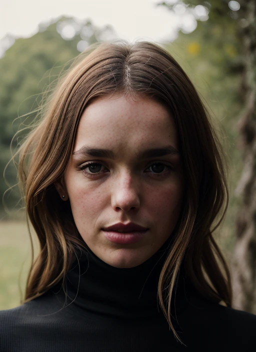 A stunning intricate full color portrait of (sks woman:1), wearing a black turtleneck, epic character composition, by ilya kuvshinov, alessio albi, nina masic, sharp focus, natural lighting, subsurface scattering, f2, 35mm, film grain, 