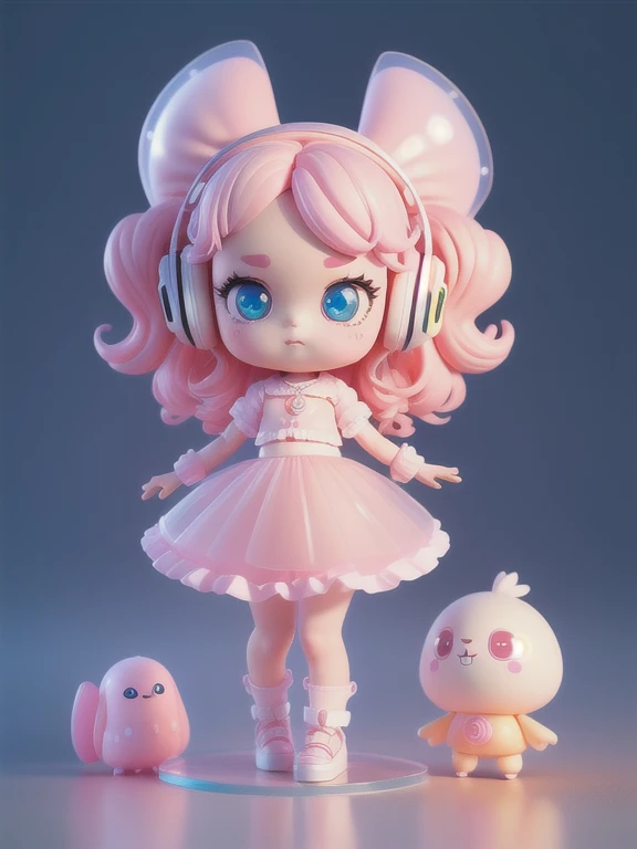 Super Cute Girl IP by Pop Mart, Bright eyes, Cherub,Little white dress, clay, modeled, blind box toy, Glossy and delicate,clean back ground, Good luster, 3D rendering of a,Best Quality