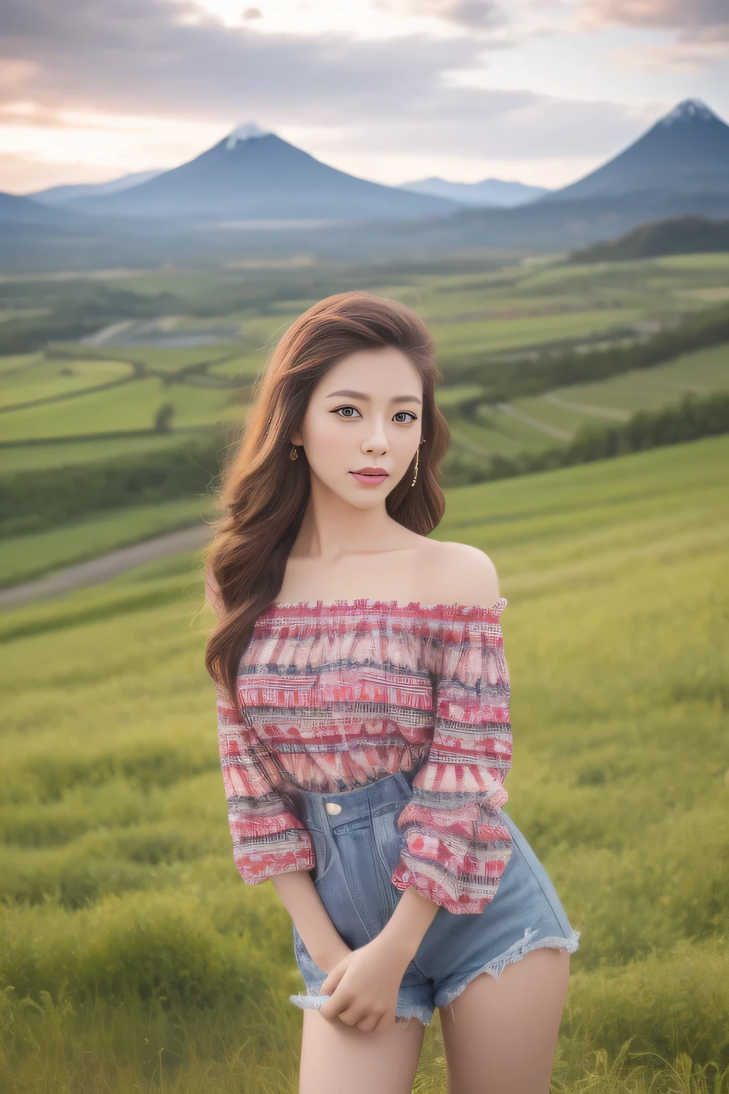 (masterpiece、High resolution,high quality)、Amazing supermodel、double eyelid、Red Valley Blues、Orphan Song、Duel in the Red Valley、Professional photography、The Ultimate in Beauty、Perfect ???????、Beautiful limbs、Mountains of Hokkaido、