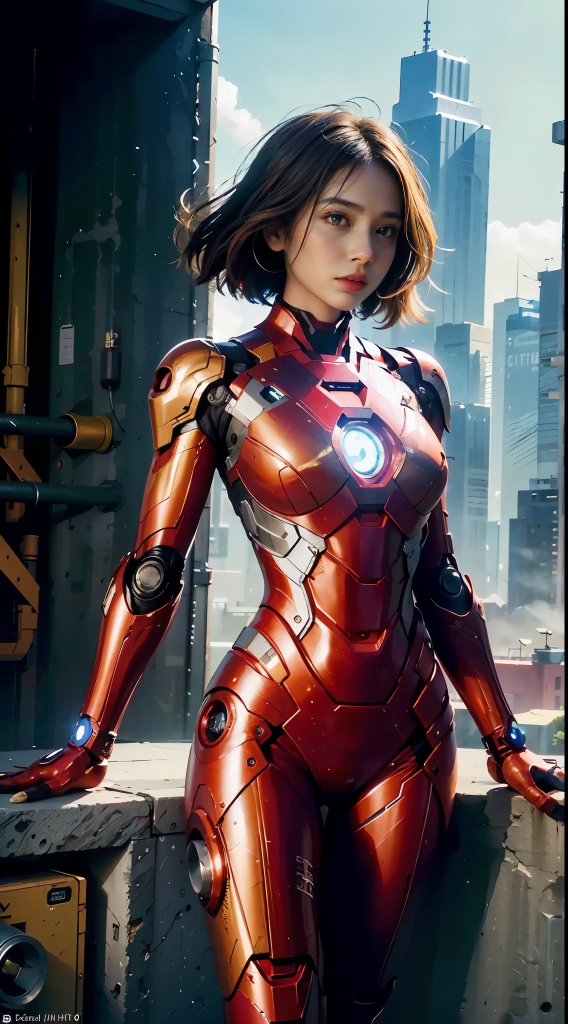 (1girl:1.3), solo,__body-parts__, official art, unity 8k wallpaper, ultra detailed, beautiful and aesthetic, beautiful, masterpiece, best quality, RAW, masterpiece, super fine photo,, best quality, super high Resolution, photorealistic, sunlight, full body portrait, stunningly beautiful,, dynamic pose, delicate face, vibrant eyes, (side view), she is wearing a futuristic Iron Man mech, red and gold, Highly detailed abandoned warehouse background, detailed face, detailed complex busy background, messy, gorgeous, milky, high detailed skin, realistic skin details, visible pores, sharp focus, volumetric fog, 8k uhd, dslr camera, High quality, film grain, fair skin, photorealism, lomography, sprawling metropolis in a futuristic dystopia, view from below, translucent