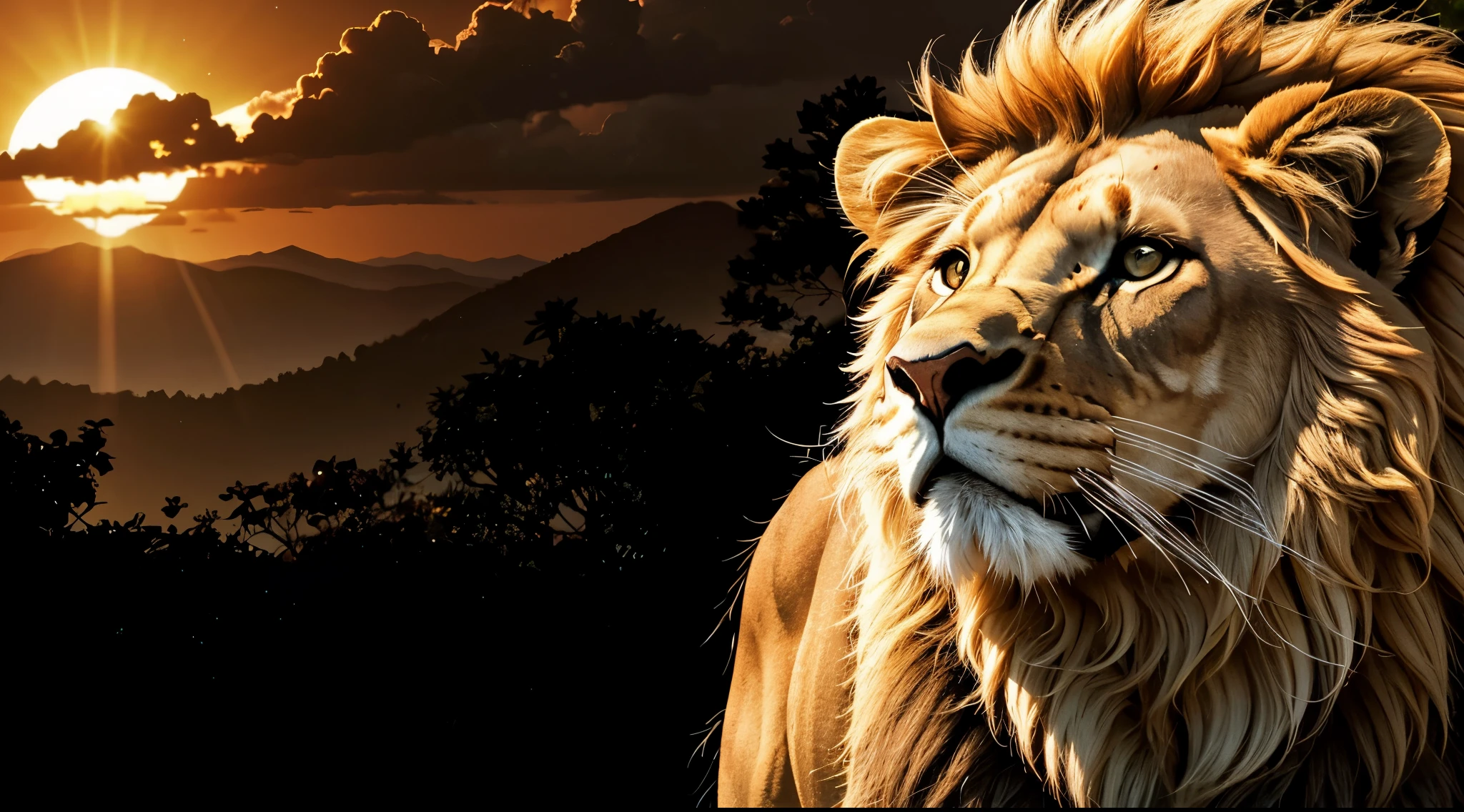 Lion, Divine Lion, naturais, Natureza, Natureza, Linda, Rendering, Sky, Stars Light, Thunders, Realistic Thunders, Eletricidade, Fotorrealista, UltraHigh definition, 4K, texturasdetalhadas, thunder, sombras detalhadas, cores detalhadas, por do sol, sol se pondo, sunset, Natureza Linda, Grande Divino, por do sol, contraste detalhado, Contraste realista, high resolution, cores detalhadas, fogo, eletricidade, divina criatura, 8k, Realista detalhado, 16K, 8k, High definition, contraste detalhado, Contraste realista, high resolution, cores detalhadas, fogo, eletricidade, divina criatura, 8k, Realista detalhado, elegante, Sun Light, Darkness, Realistic 16K , Elegante, Texturasdetalhadas 16K HD, Detailed Realistic 16K, elegance,