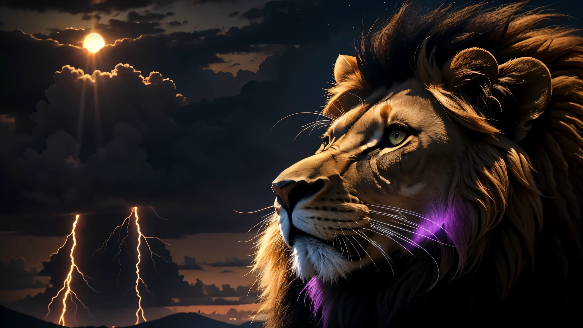 Lion, Divine Lion, naturais, Natureza, Natureza, Linda, Rendering, fotorrealista, UltraHigh definition, 4k, texturasdetalhadas, thunder, sombras detalhadas, cores detalhadas, por do sol, sol se pondo, sunset, Natureza Linda, Grande Divino, por do sol, contraste detalhado, Contraste realista, high resolution, cores detalhadas, fogo, eletricidade, divina criatura, 8K, Realista detalhado, 16k, 8K, High definition, contraste detalhado, Contraste realista, high resolution, cores detalhadas, fogo, eletricidade, divina criatura, 8K, Realista detalhado, elegante,