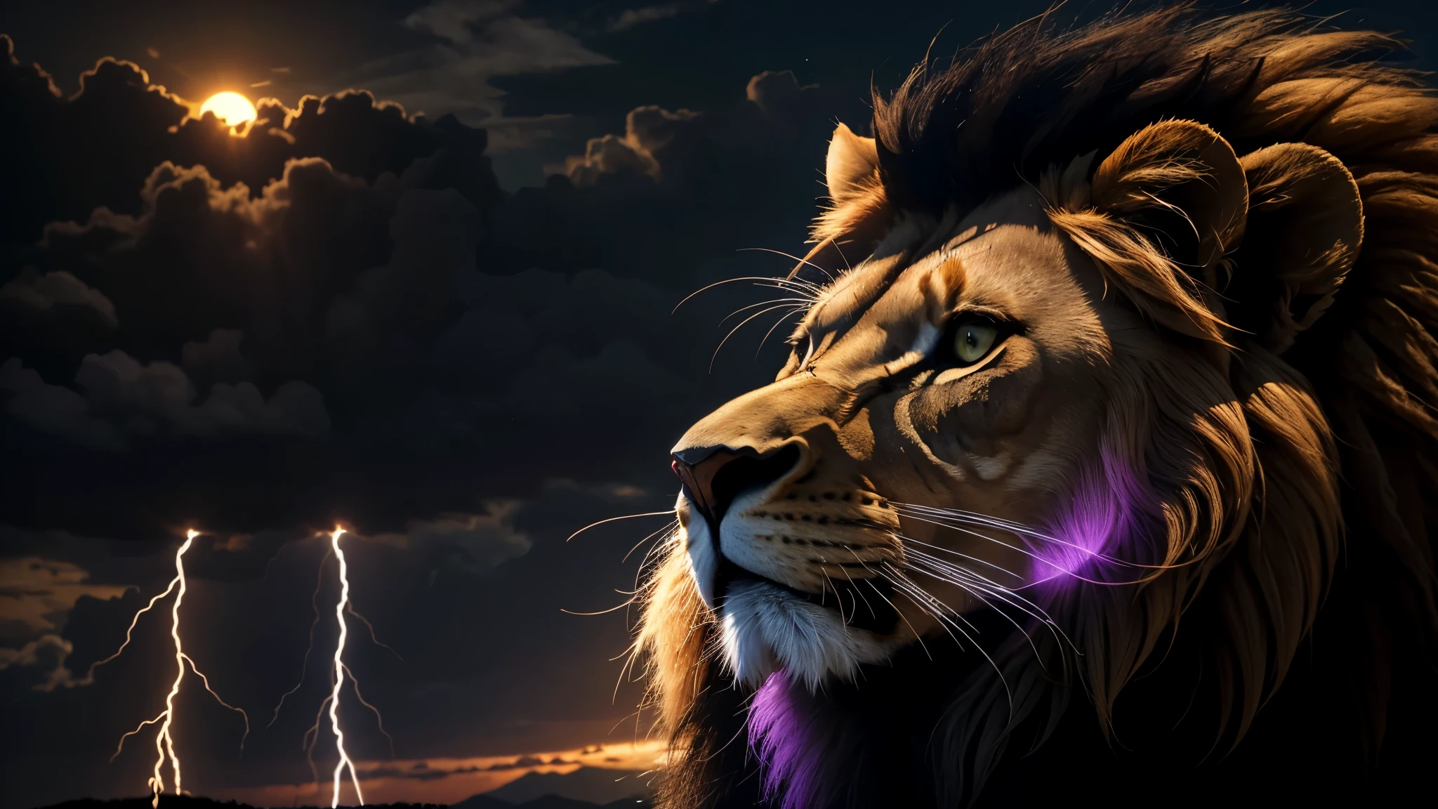 Lion, Divine Lion, naturais, Natureza, Natureza, Linda, Rendering, fotorrealista, UltraHigh definition, 4k, texturasdetalhadas, thunder, sombras detalhadas, cores detalhadas, por do sol, sol se pondo, sunset, Natureza Linda, Grande Divino, por do sol, contraste detalhado, Contraste realista, high resolution, cores detalhadas, fogo, eletricidade, divina criatura, 8K, Realista detalhado, 16k, 8K, High definition, contraste detalhado, Contraste realista, high resolution, cores detalhadas, fogo, eletricidade, divina criatura, 8K, Realista detalhado, elegante,