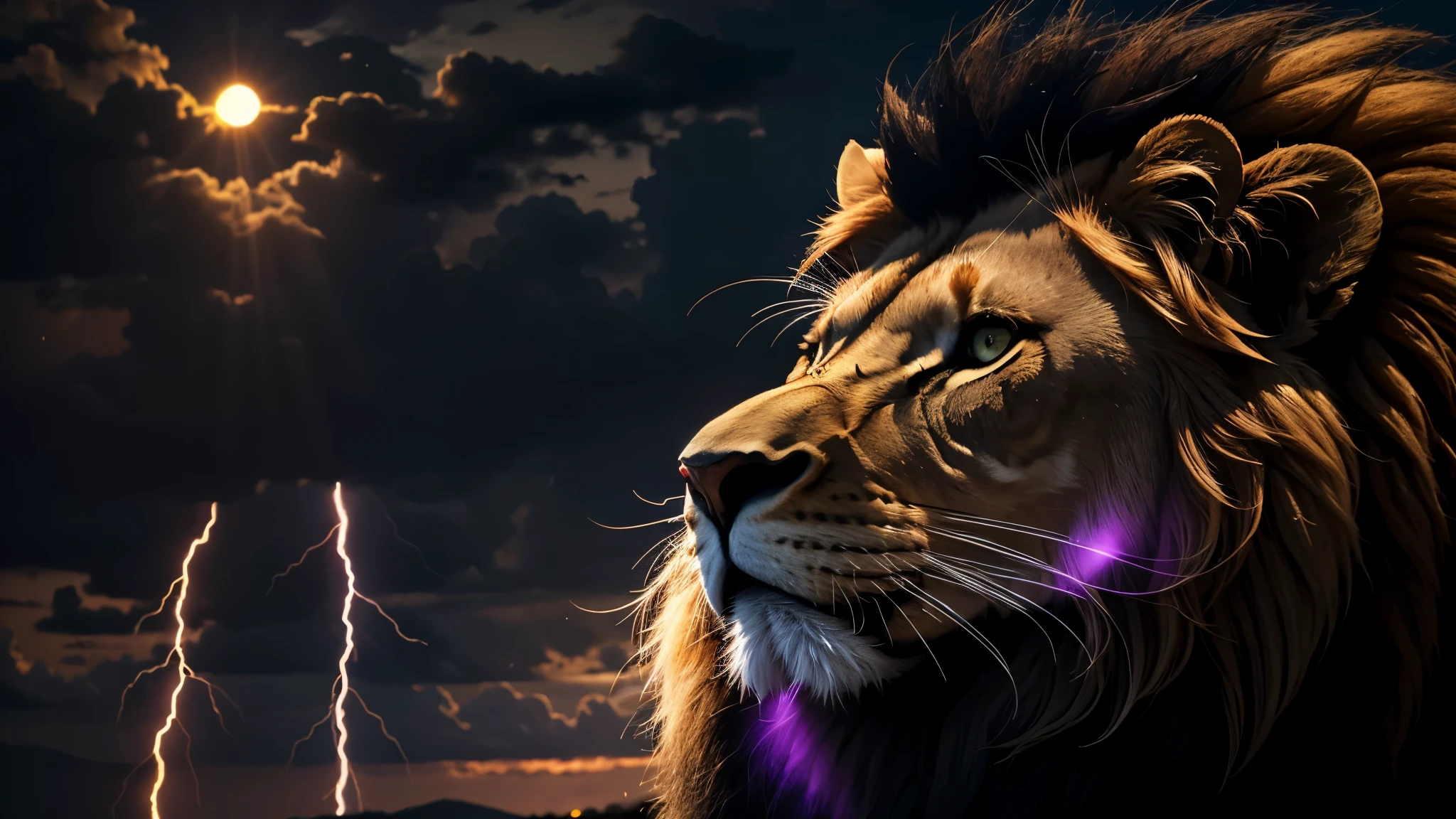 Lion, Divine Lion, naturais, Natureza, Natureza, Linda, Rendering, fotorrealista, UltraHigh definition, 4k, texturasdetalhadas, thunder, sombras detalhadas, cores detalhadas, por do sol, sol se pondo, sunset, Natureza Linda, Grande Divino, por do sol, contraste detalhado, Contraste realista, high resolution, cores detalhadas, fogo, eletricidade, divina criatura, 8K, Realista detalhado, 16k, 8K, High definition, contraste detalhado, Contraste realista, high resolution, cores detalhadas, fogo, eletricidade, divina criatura, 8K, Realista detalhado, elegante,