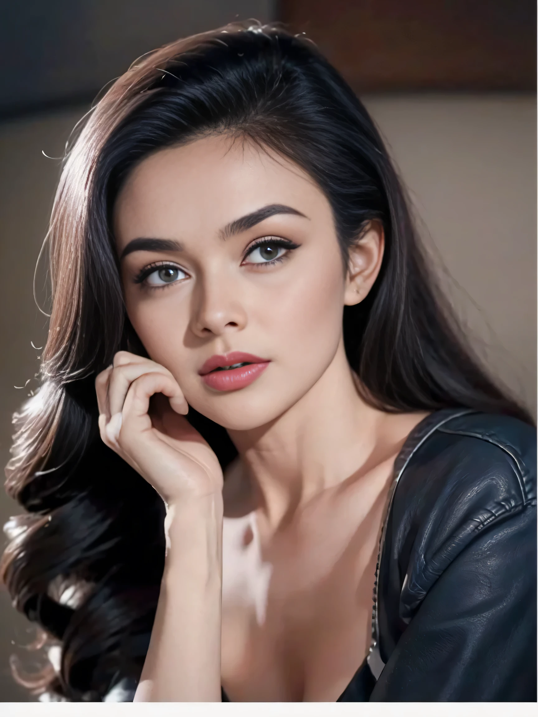 Uma mulher, with hands in hair, estressada, estilo desenho realista, melhor qualidade, cinematic, olhos definidos, dedos definidos, defined hands, contornos definidos