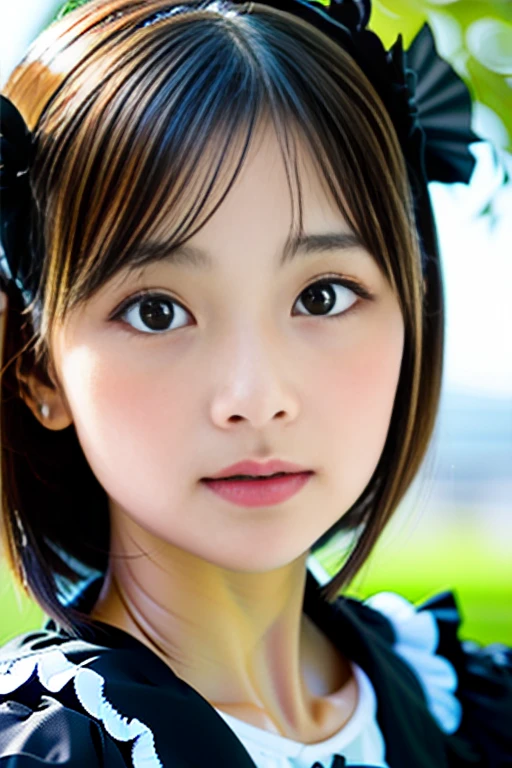(Highest quality details:1.2), Realistic, 8K Ultra HD, High resolution, Fujifilm(Medium format), Hasselblad, Carl Zeiss, Incredible dynamic range photography(utility_art:Smoose-768:1.1), (One Girl:1.2), Super detailed, High quality textures, Intricate details, detailed, Very detailed CG, High Quality Shadows, detailed Beautiful and delicate face, detailed Beautiful and delicate eyes, Depth of written boundary, Ray Tracing, 14 years old, Cute Japanese Girl, Narrow Face, Glossy lips, Glowing Eyes, Perfect body, View the viewer, (Jewelry Earrings), (Eye Color: Brown), (Bright red flower hair ornament), (Long white hair), (Layered Hairstyles), (Black Gothic Lolita:1.5), Fashion Model Style, Small breasts