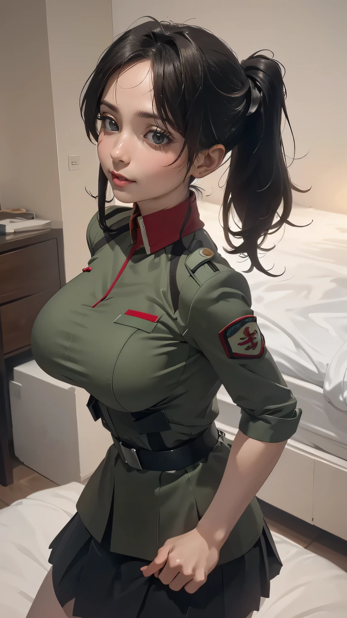(random poses:1.2),military uniform,mini skirt,Panty stocking,(Thin type:1.8),(big breasts:1.5),(random hairstyle),(Highest image quality,(8K), Ultra-realistic, Best Quality, High quality, High Definition, high quality texture, high detailing, Beautiful detailed, fine detailed, extremely details CG, Detailed texture, realistic representation of face, masterpiece, presence)
