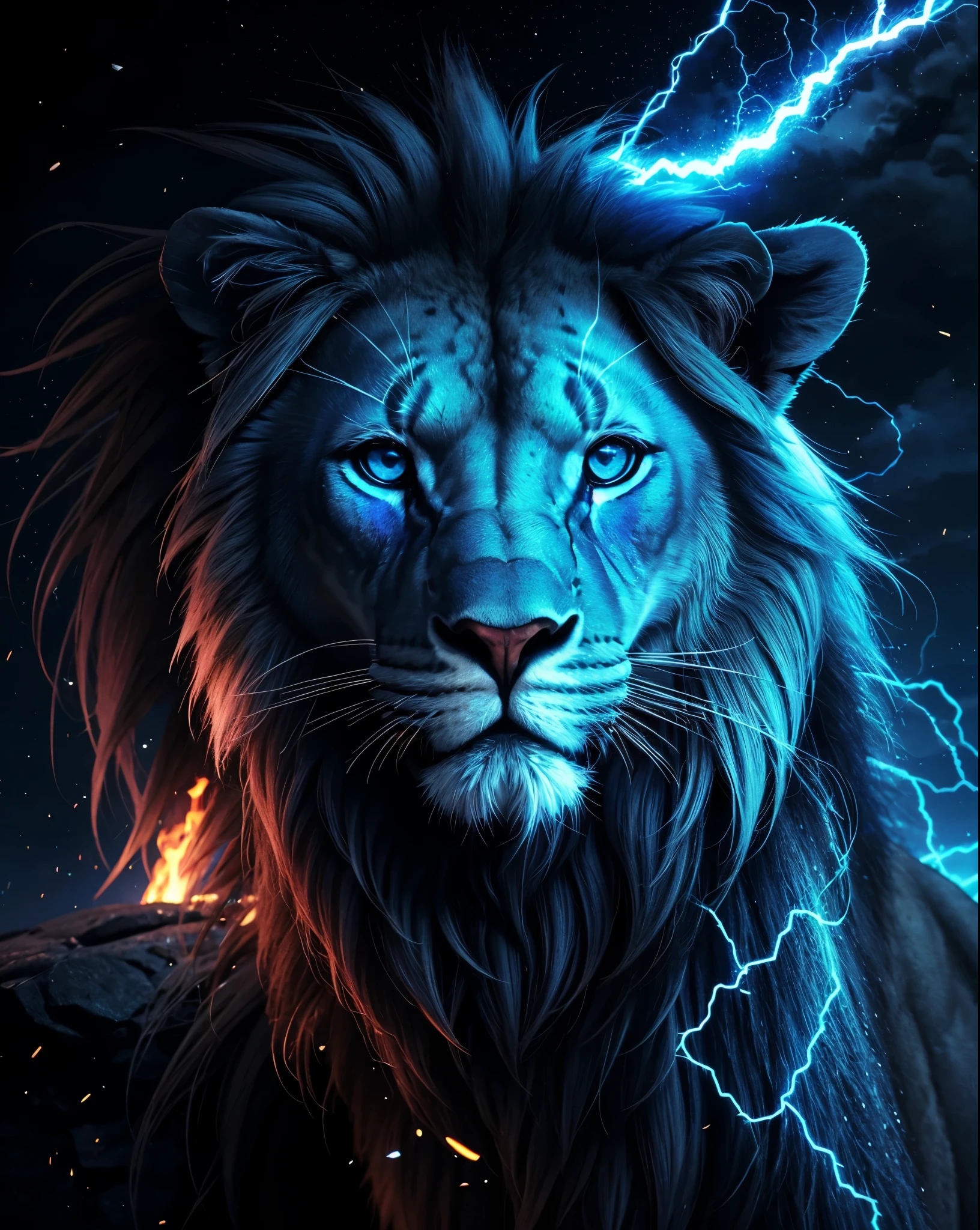 Lion, Divine Lion, naturais, Blue Thunder, Realistic Lion, King, Detailed Realistic, Detailed Realistic 16K, Eletricidade Detalhada 8K, texturas Realistas 8K, Cores Fotorrealista 8K, Blue Fire, Detailed Realistic Fire Bolt, Black and Blue Power, Power Thunder, Divine Realistic, Natureza, Linda, Rendering, Fotorrealista, UltraHigh definition, 4K, texturasdetalhadas, thunder, sombras detalhadas, cores detalhadas, Azul Neon, Blue Light, Raios, Blue power, Natureza Linda, Grande Divino, Blue Light, Blue Thunders, Coroa Rei, Thunder Bolt, Bolt eletric Power, contraste detalhado, Contraste realista, high resolution, cores detalhadas, fogo, eletricidade, divina criatura, 8k, Realista detalhado, 16K, 8k, High definition, contraste detalhado, Contraste realista, high resolution, cores detalhadas, fogo, eletricidade, divina criatura, 8k, Realista detalhado, elegante,