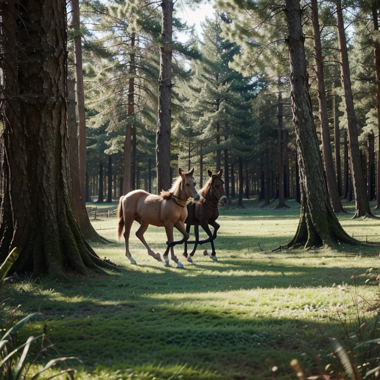 Fairytale forest with animals in pastel colors